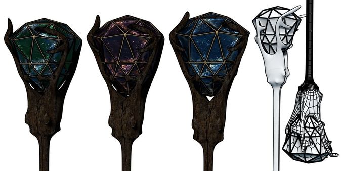 Gem Stone Forest Staff Wood Wizard Mage Medieval Cane PBR Low-poly 3D model