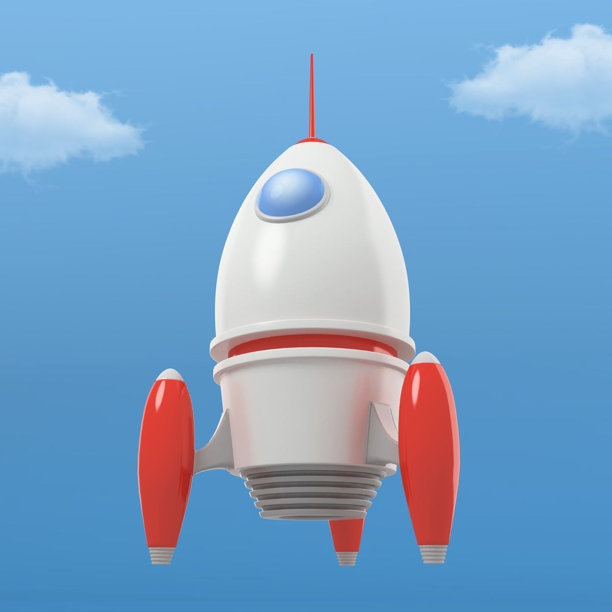 Cartoon Rocket Low-poly 3D model_4