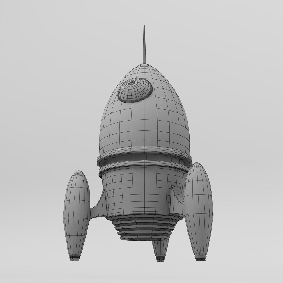 Cartoon Rocket Low-poly 3D model_6