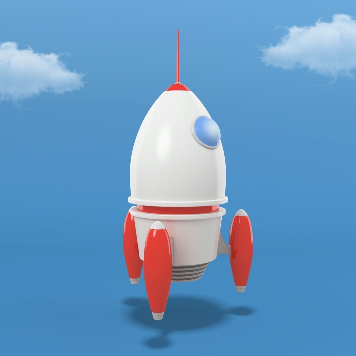 Cartoon Rocket Low-poly 3D model_1