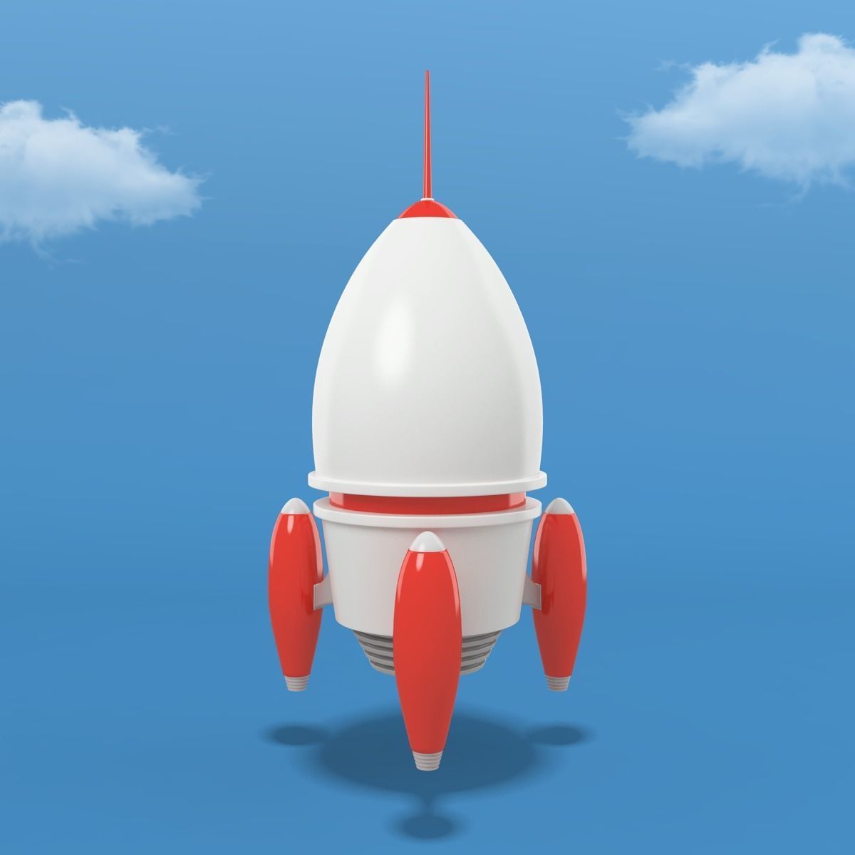 Cartoon Rocket Low-poly 3D model_2