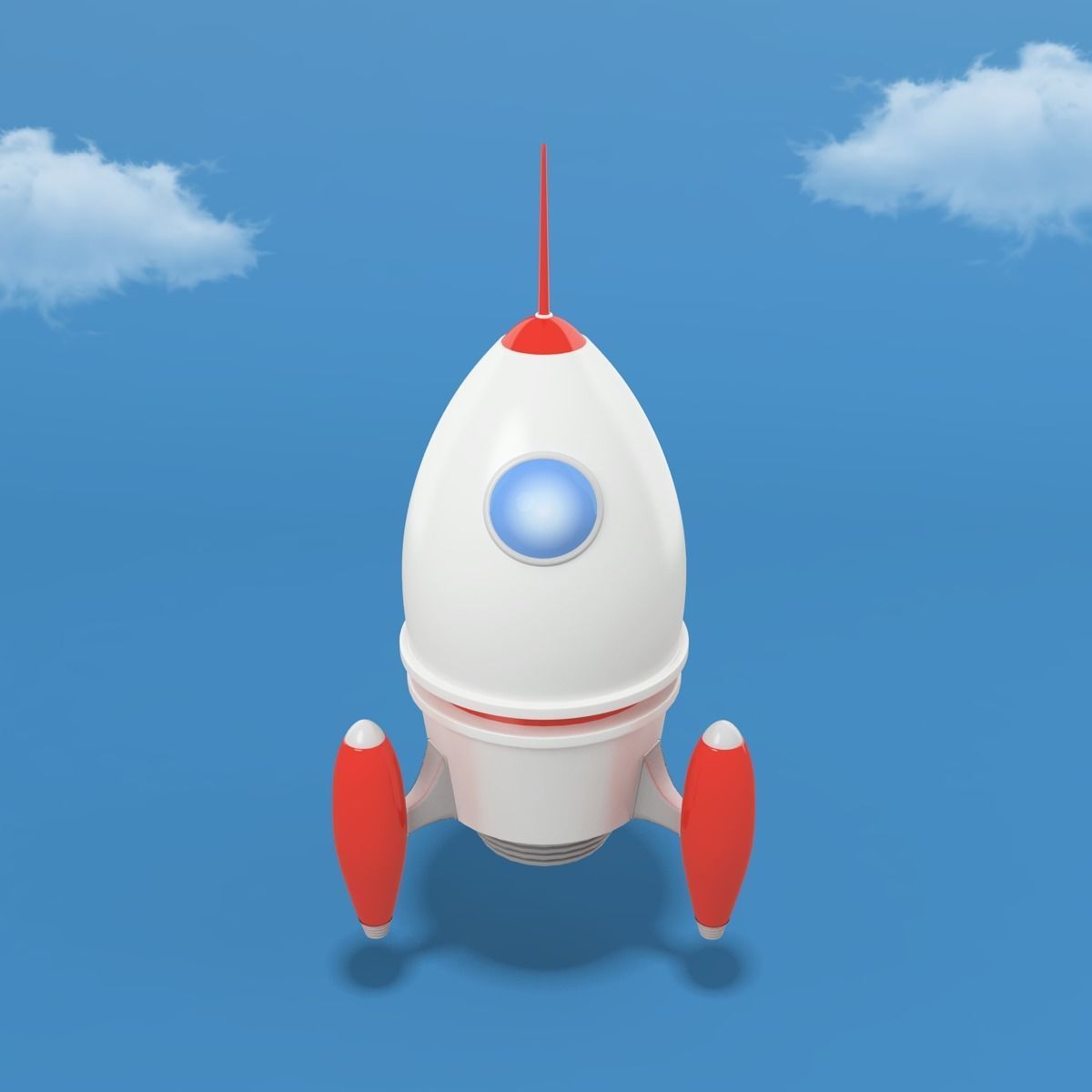 Cartoon Rocket Low-poly 3D model_3
