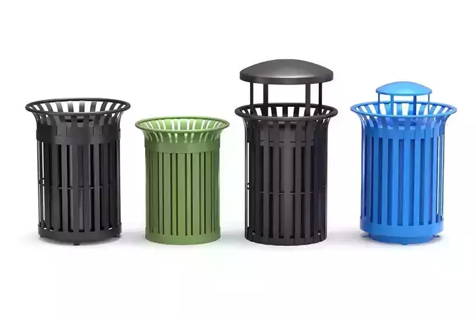 Park Trash Can Set 3D model