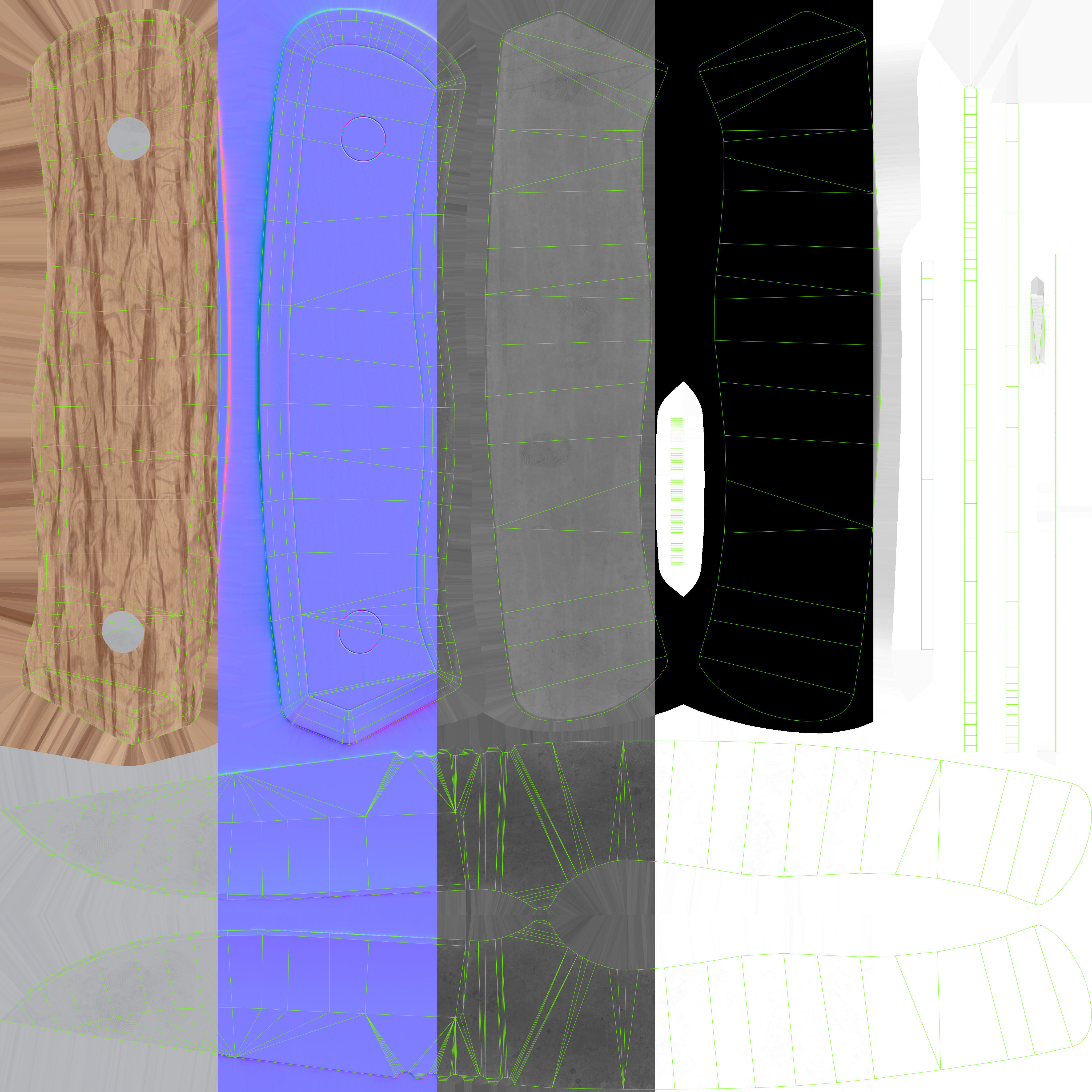 Kitchen Knife Wooden Handle Low-poly 3D model_17