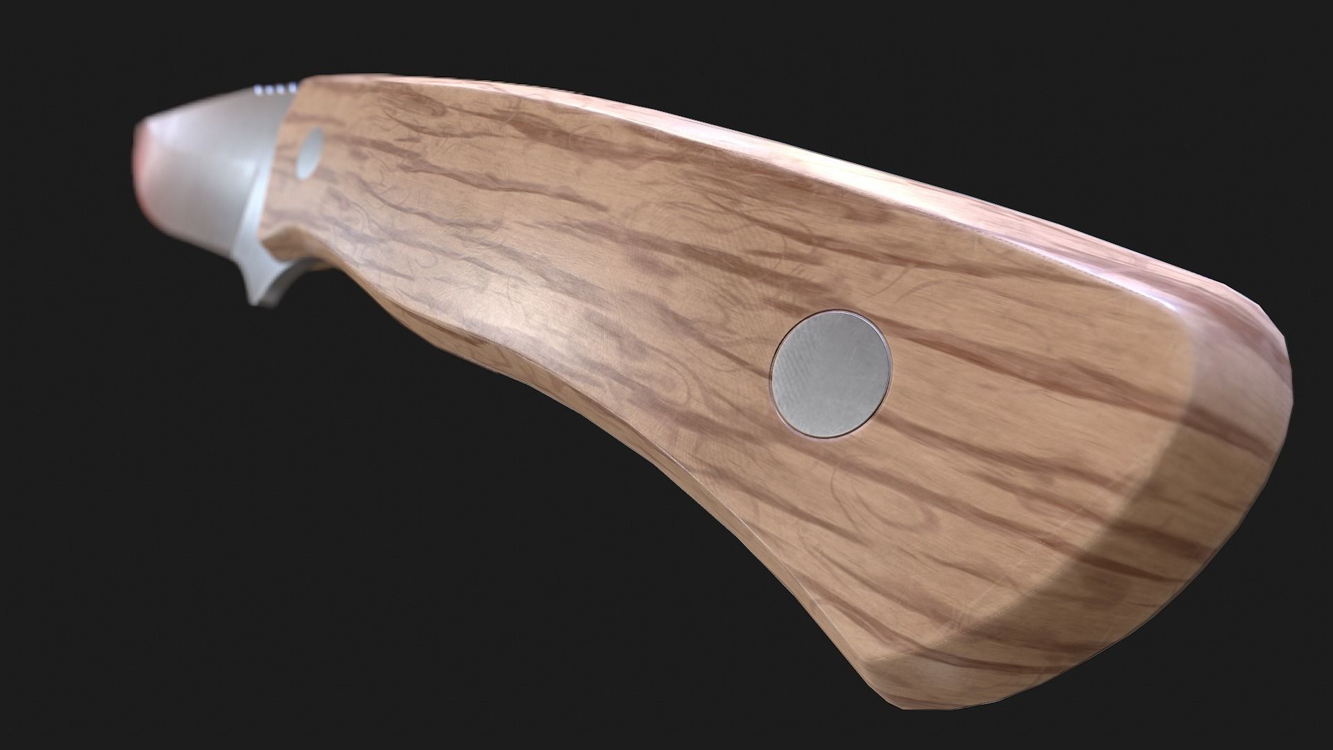 Kitchen Knife Wooden Handle Low-poly 3D model_13