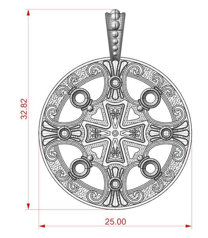 Stylish pendant with patterns and stones 347 3D print model_13