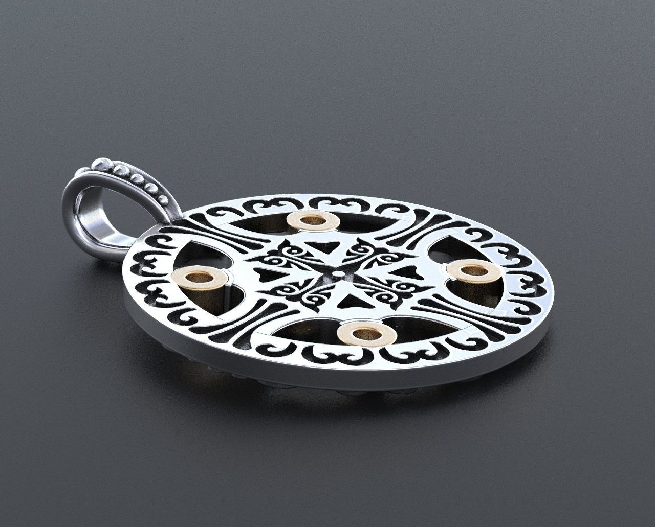 Stylish pendant with patterns and stones 347 3D print model_7