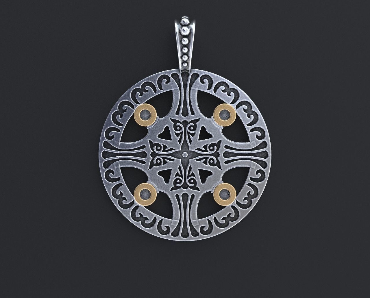 Stylish pendant with patterns and stones 347 3D print model_9