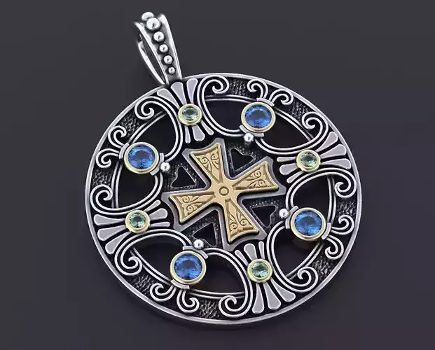 Stylish pendant with patterns and stones 347