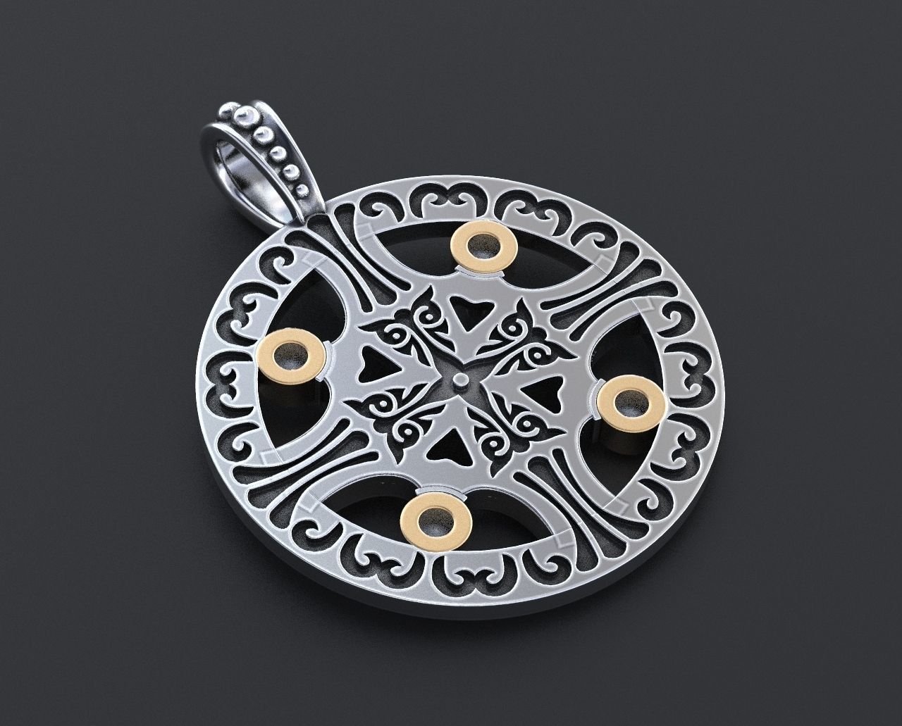 Stylish pendant with patterns and stones 347 3D print model_2
