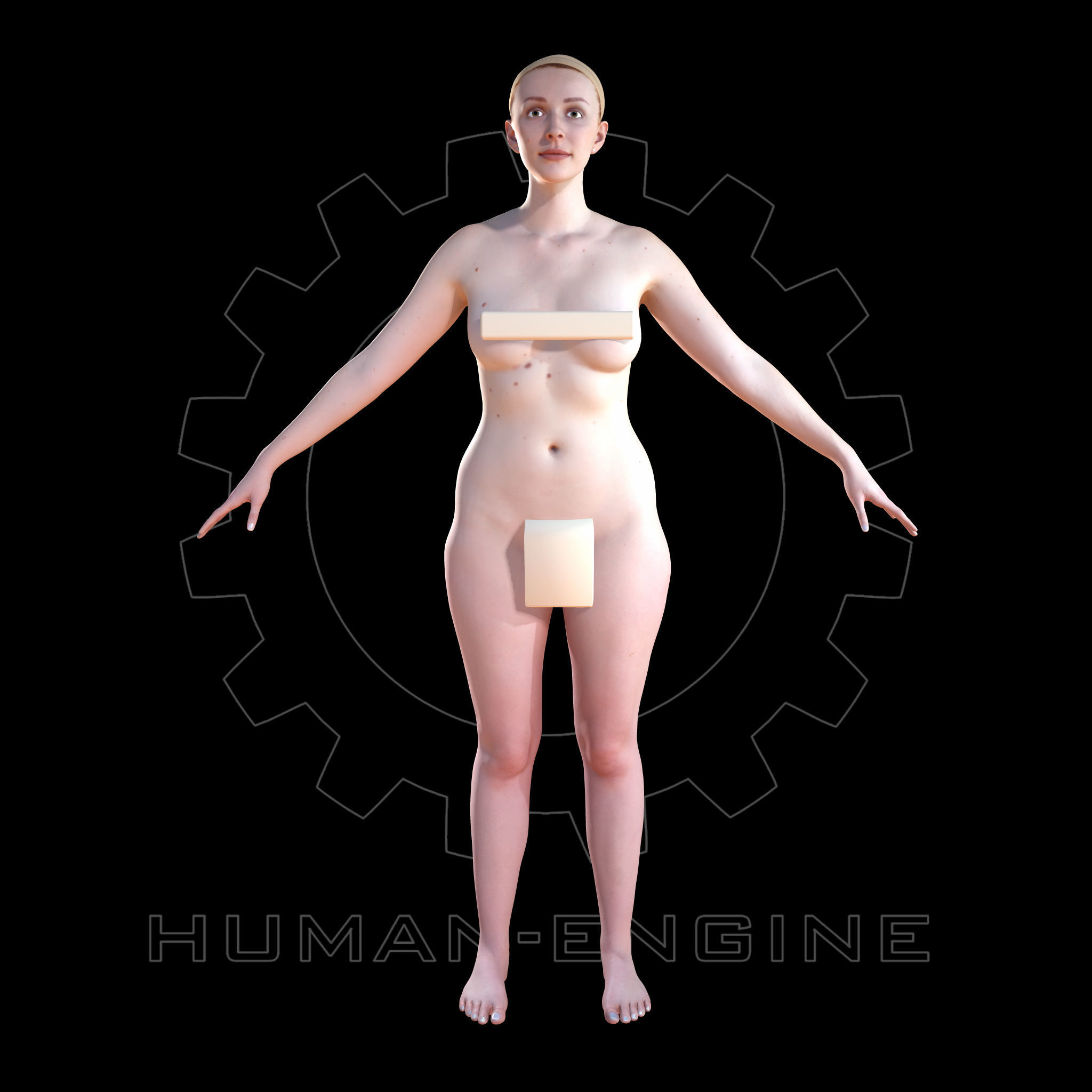 Female Scan - Christina High Poly A-pose Low-poly 3D model_1