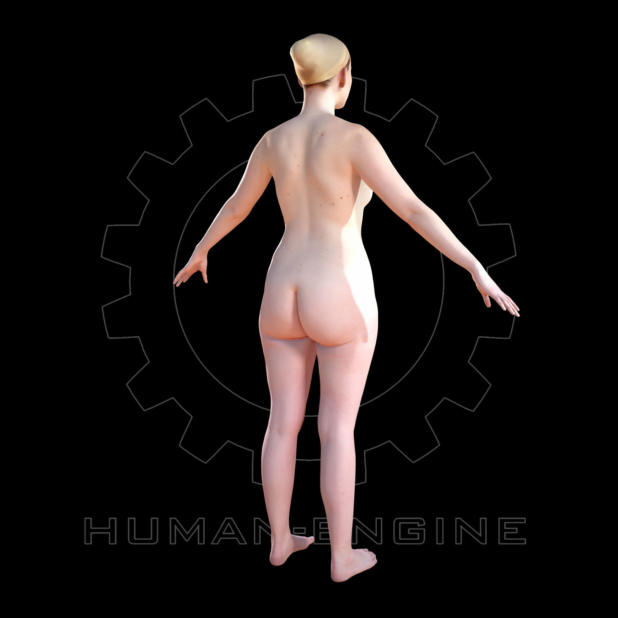 Female Scan - Christina High Poly A-pose Low-poly 3D model_7