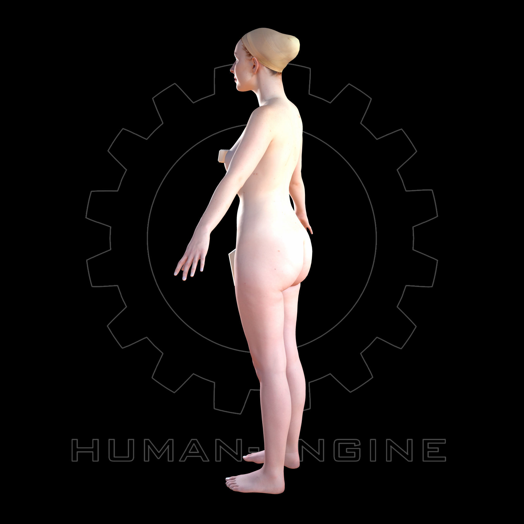 Female Scan - Christina High Poly A-pose Low-poly 3D model_5