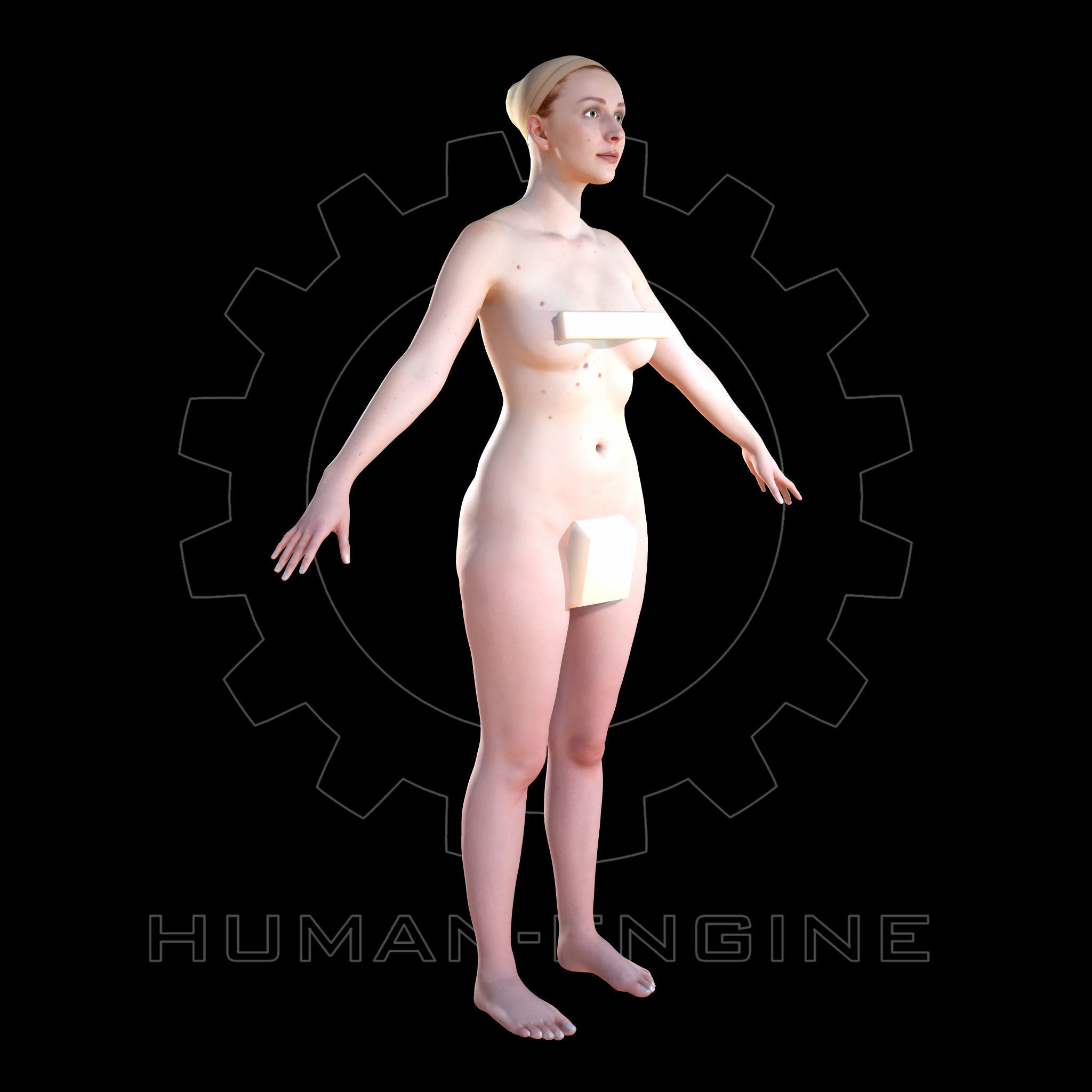 Female Scan - Christina High Poly A-pose Low-poly 3D model_2