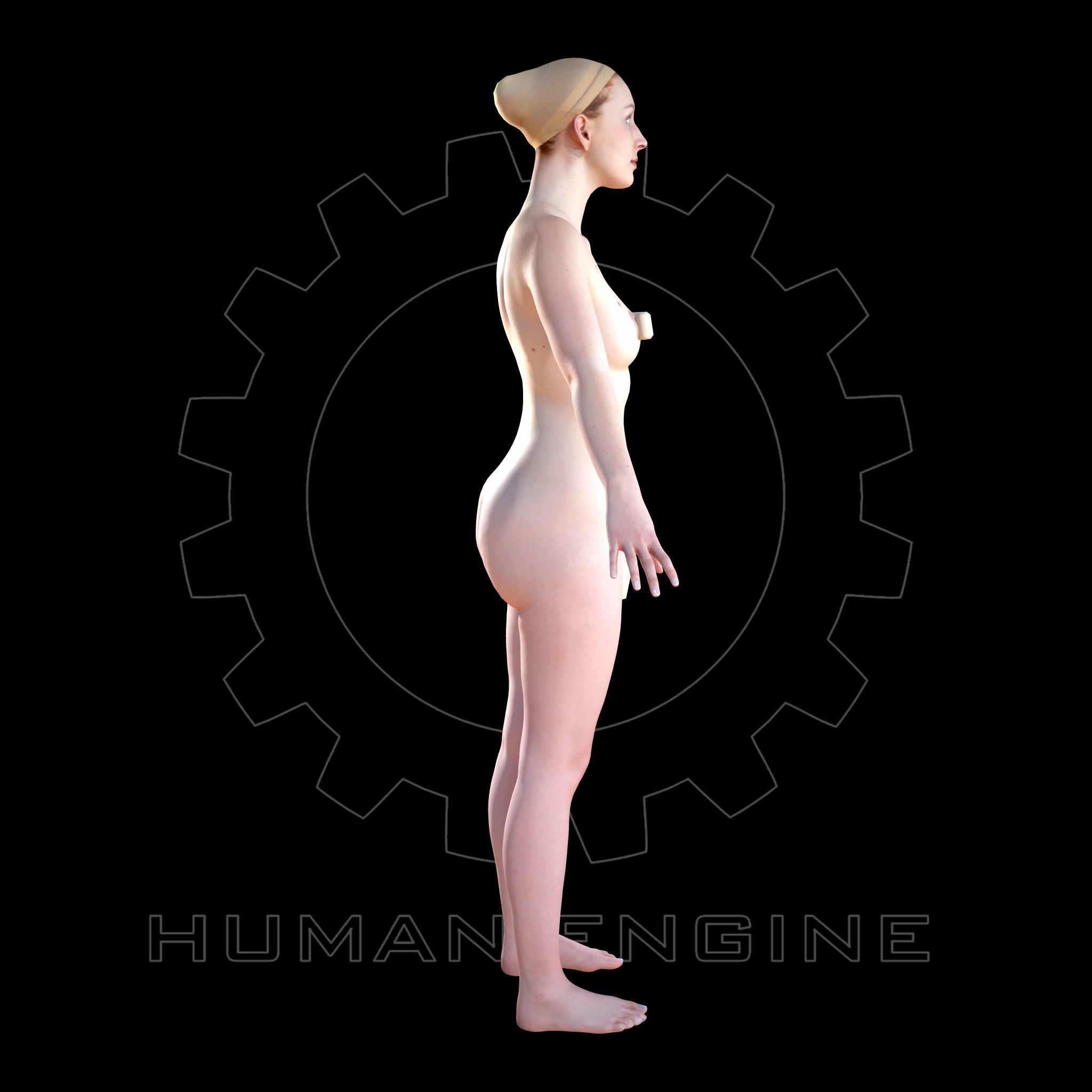 Female Scan - Christina High Poly A-pose Low-poly 3D model_4