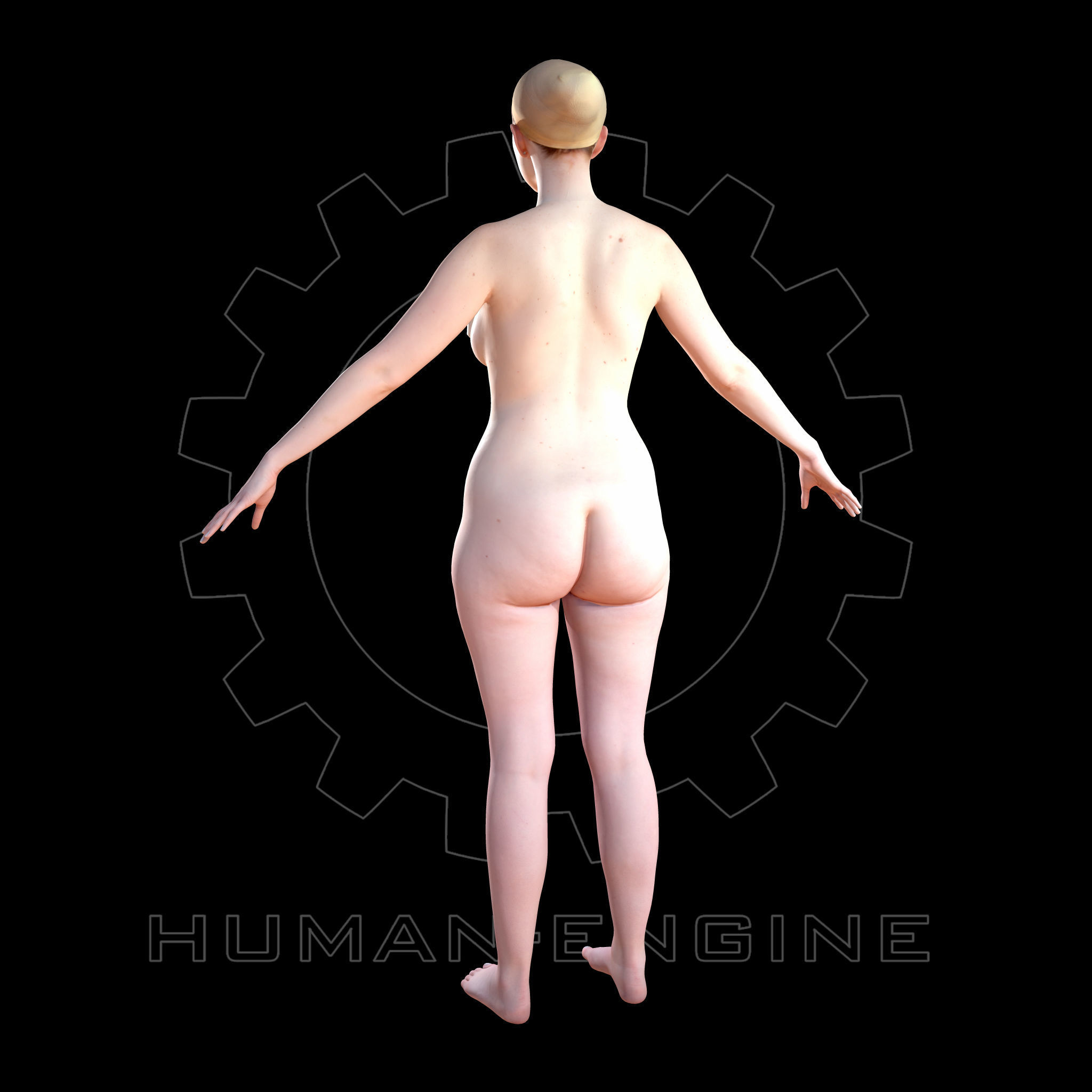 Female Scan - Christina High Poly A-pose Low-poly 3D model_3