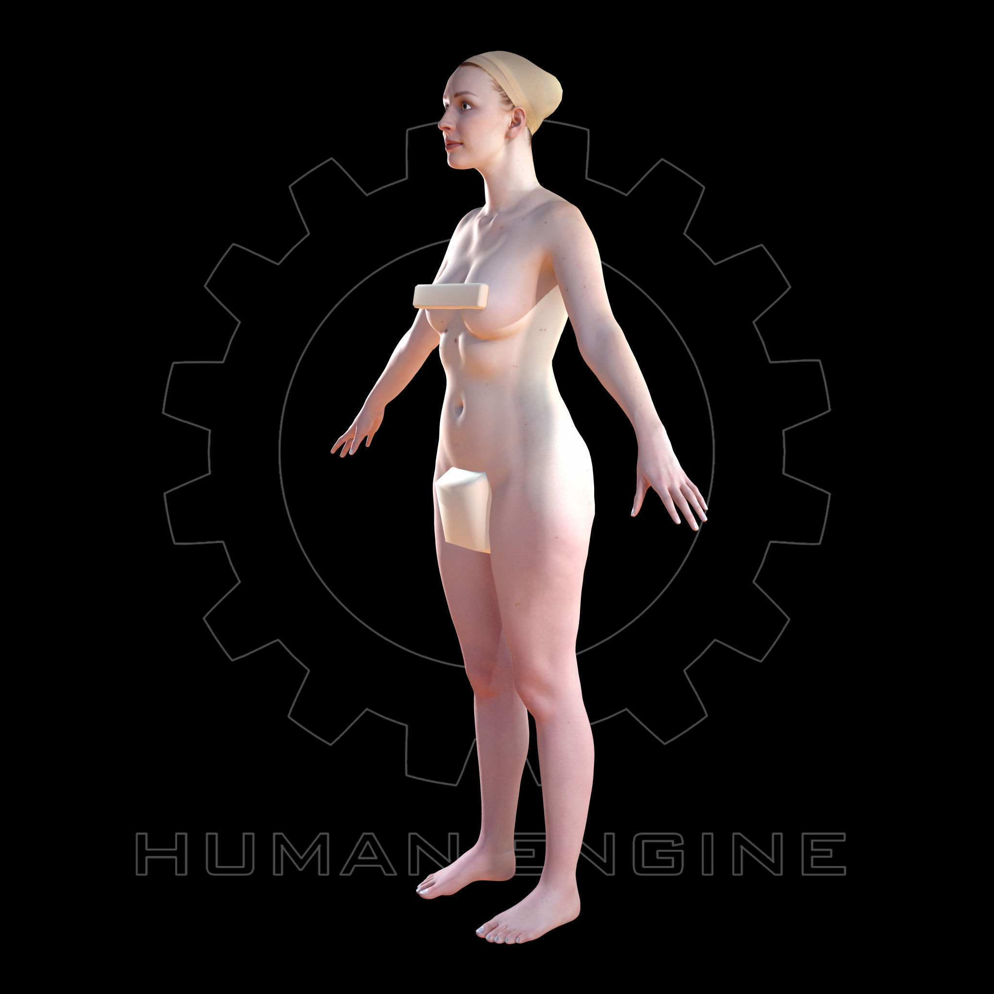Female Scan - Christina High Poly A-pose Low-poly 3D model_6