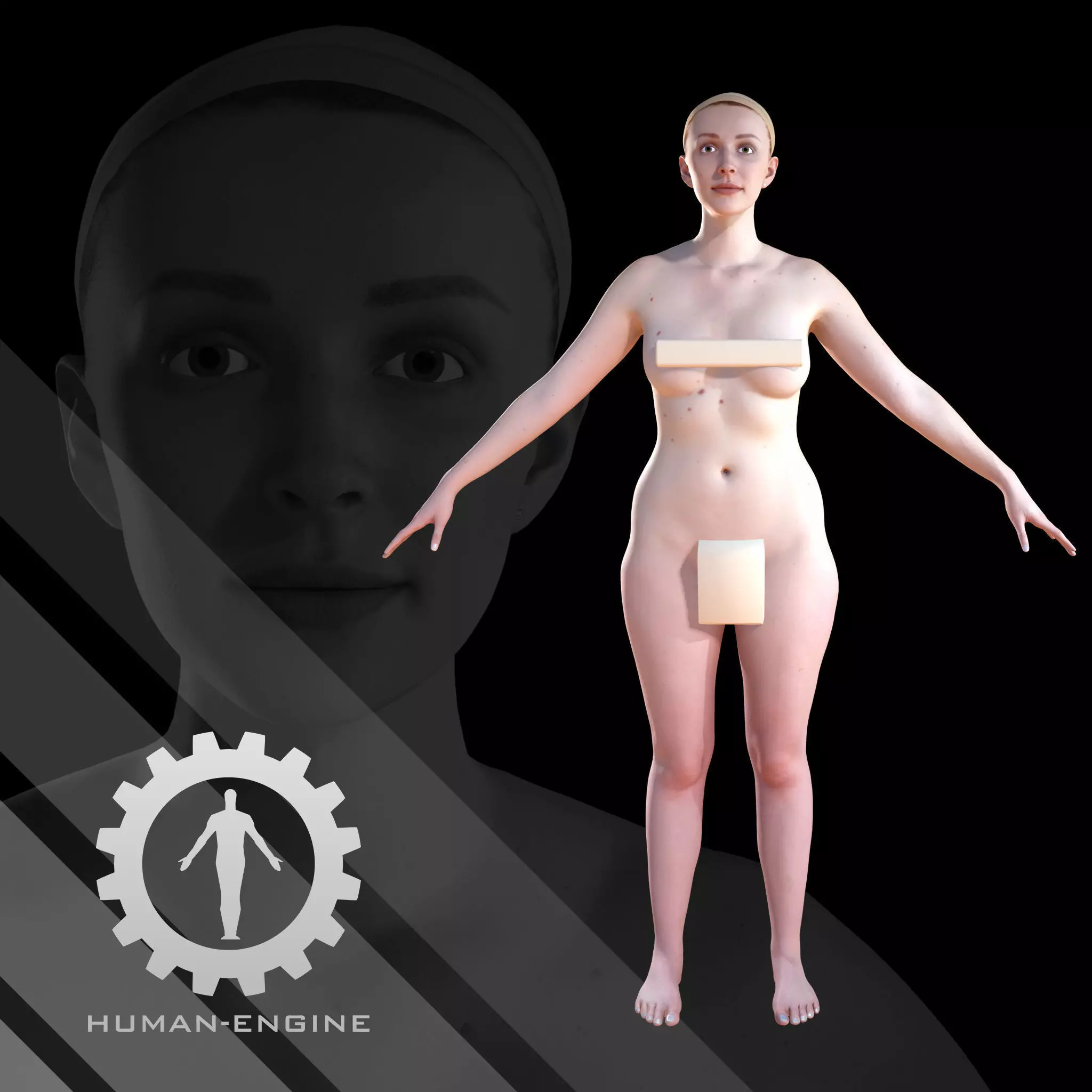 Female Scan - Christina High Poly A-pose Low-poly 3D model_0