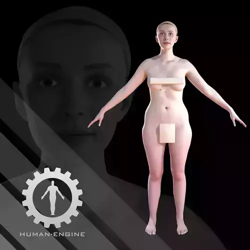 Female Scan - Christina High Poly A-pose Low-poly 3D model Female Scan - Christina High Poly A-pose Low-poly 3D model