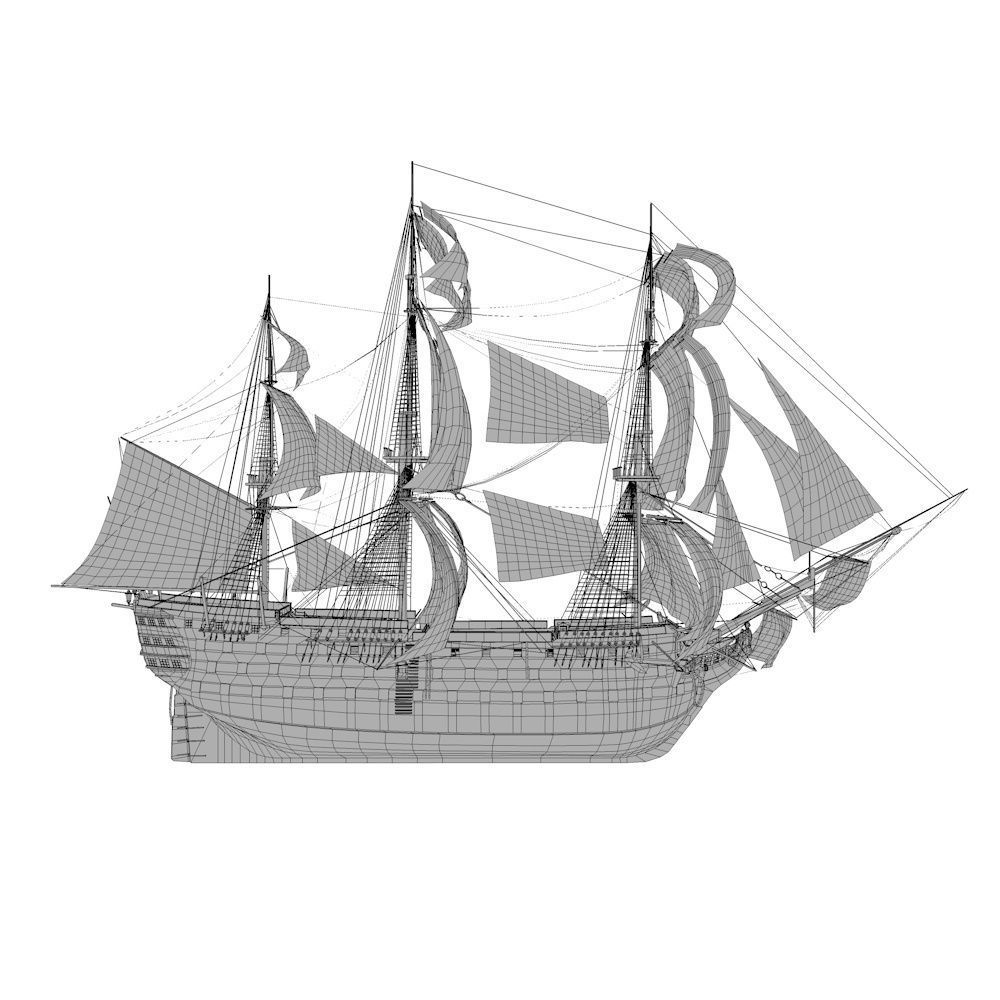 HMS Victory Low-poly 3D model_23