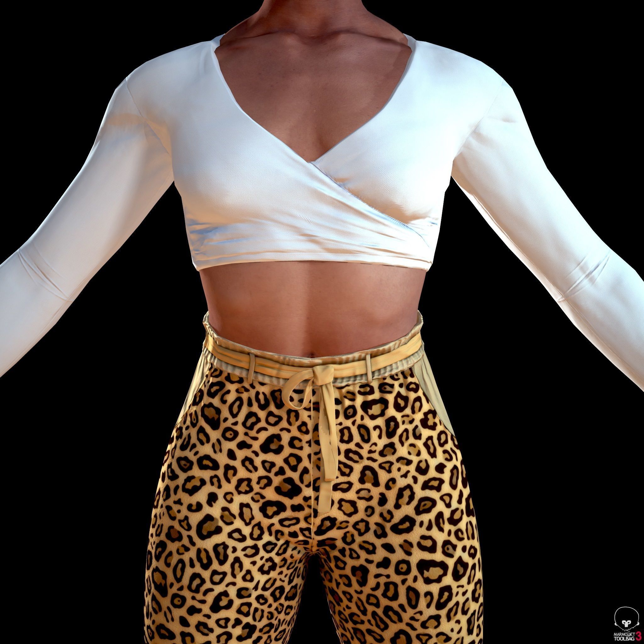 Female Scan - Tiana with Sporty Clothes Low-poly 3D model_3