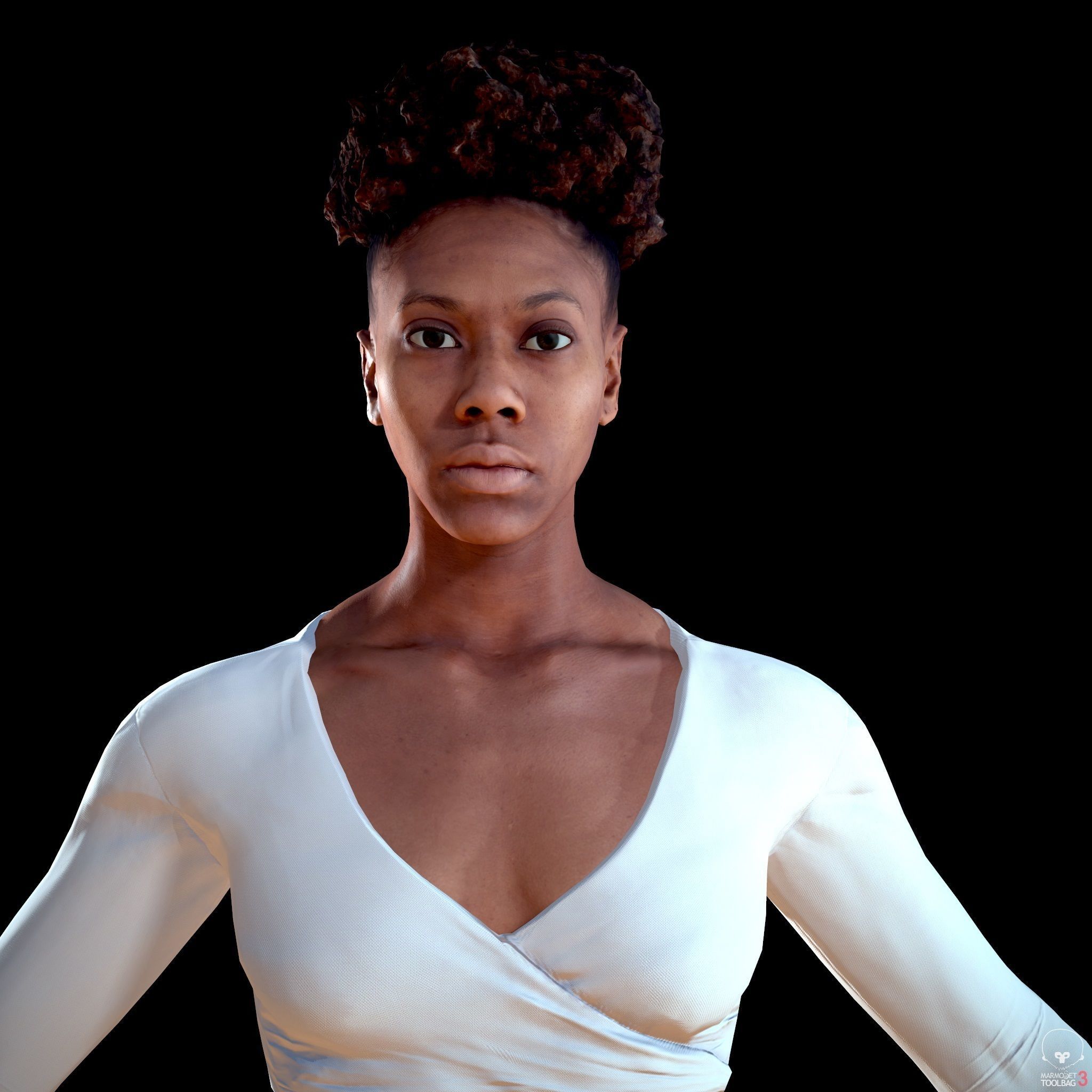 Female Scan - Tiana with Sporty Clothes Low-poly 3D model_2