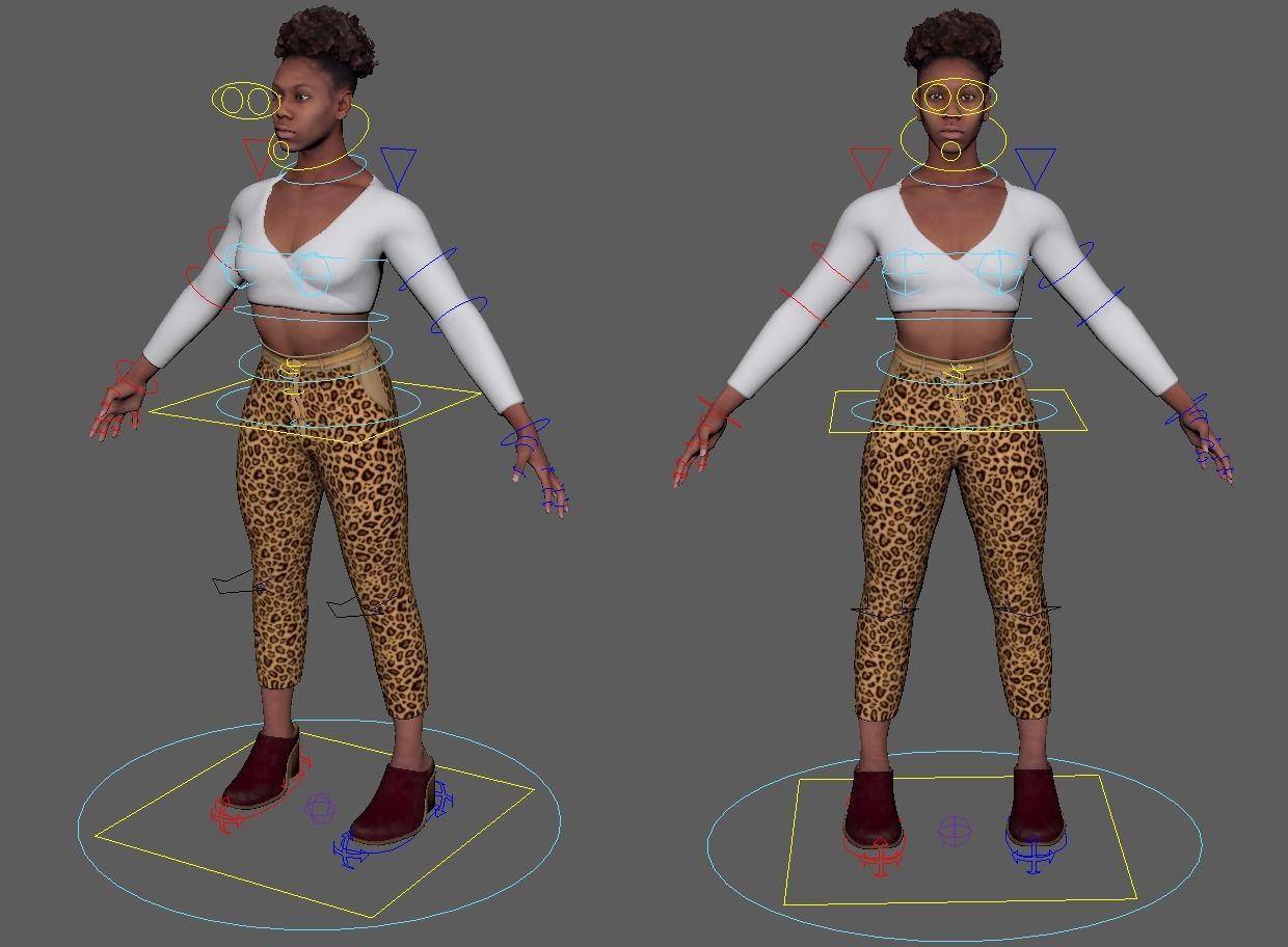 Female Scan - Tiana A-pose Rigged with Clothes Low-poly 3D model_2