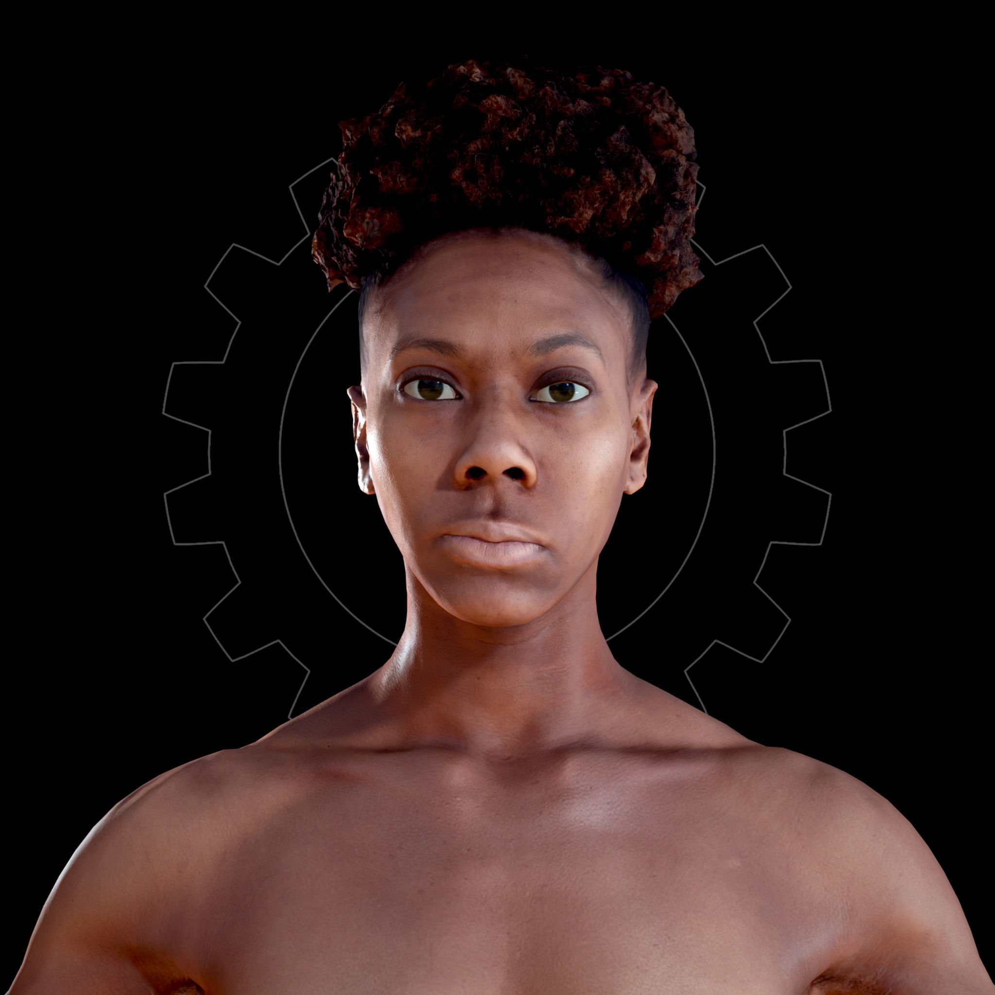 Female Scan - Tiana A-pose Rigged and Expressions Low-poly 3D model_13