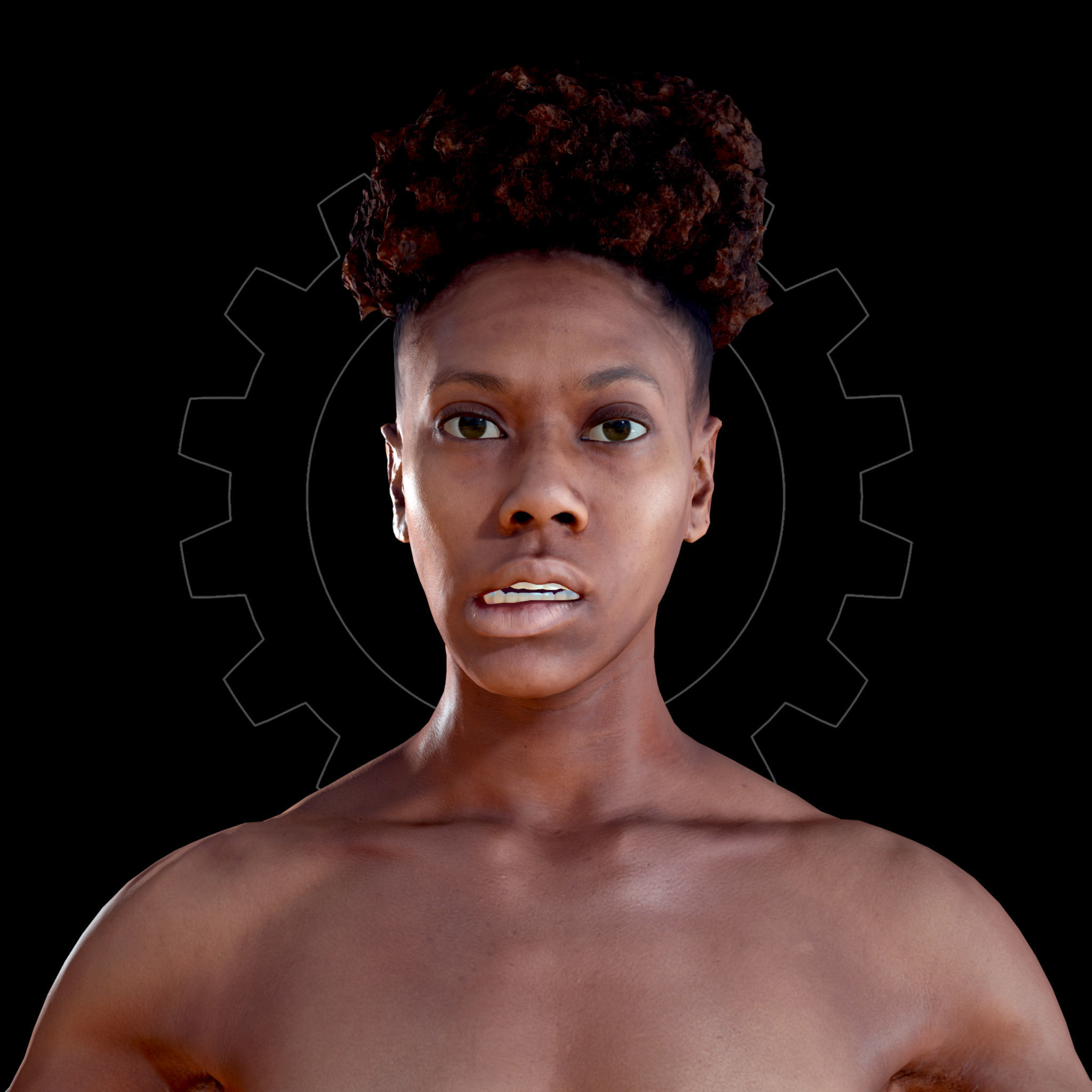 Female Scan - Tiana A-pose Rigged and Expressions Low-poly 3D model_17