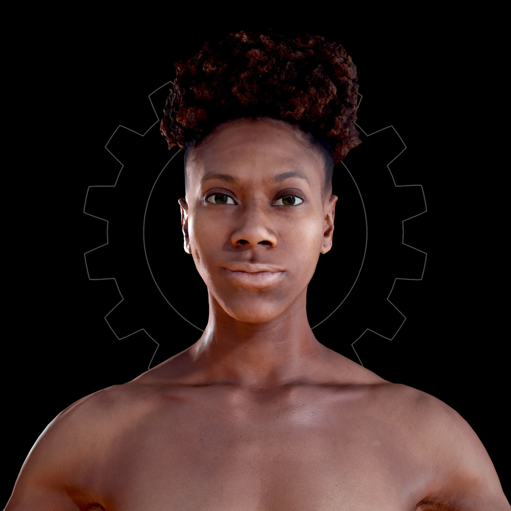 Female Scan - Tiana A-pose Rigged and Expressions Low-poly 3D model_14