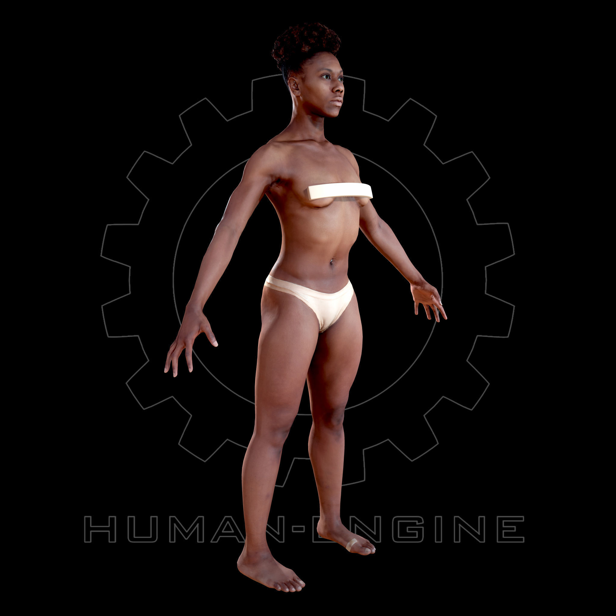 Female Scan - Tiana A-pose Rigged and Expressions Low-poly 3D model_3