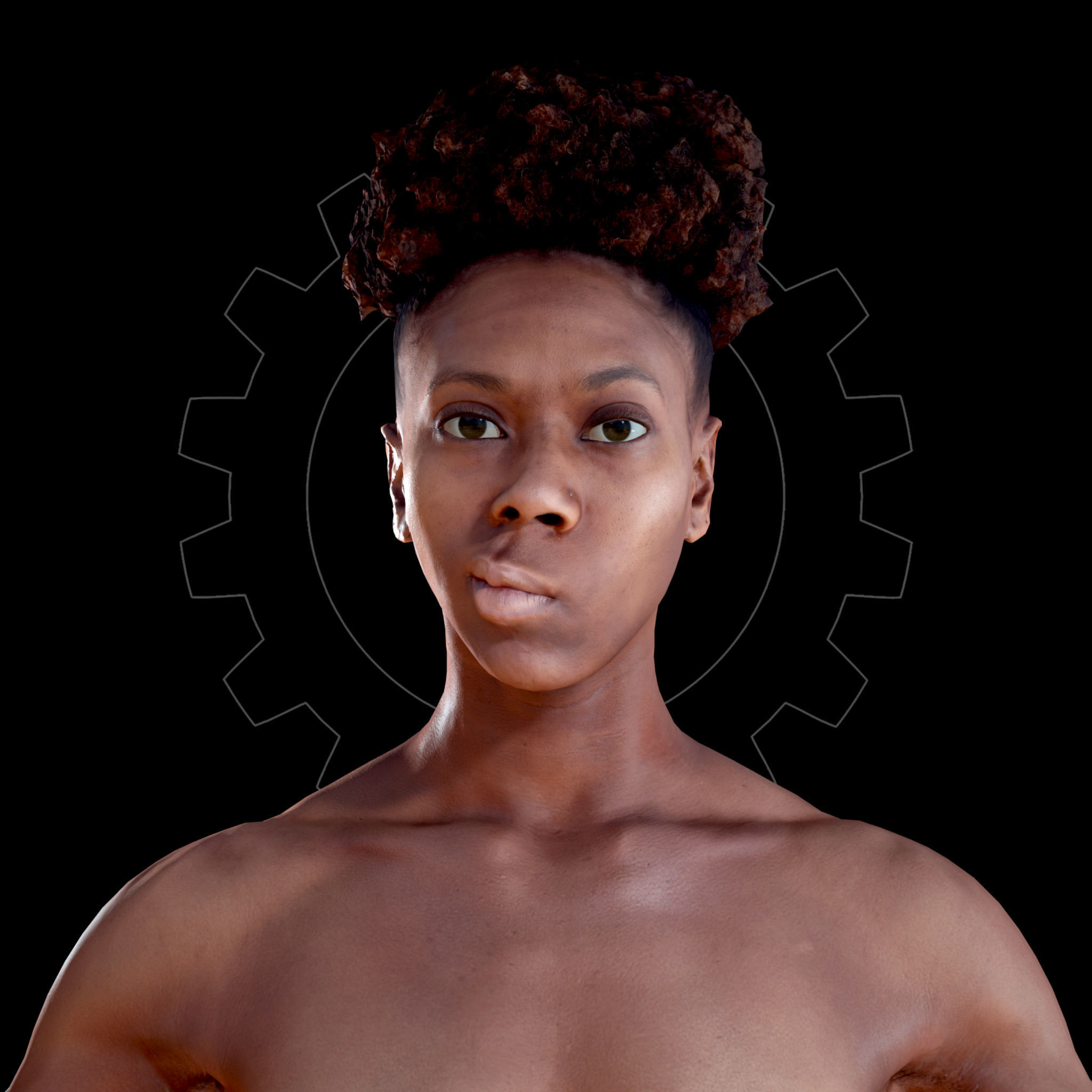 Female Scan - Tiana A-pose Rigged and Expressions Low-poly 3D model_10