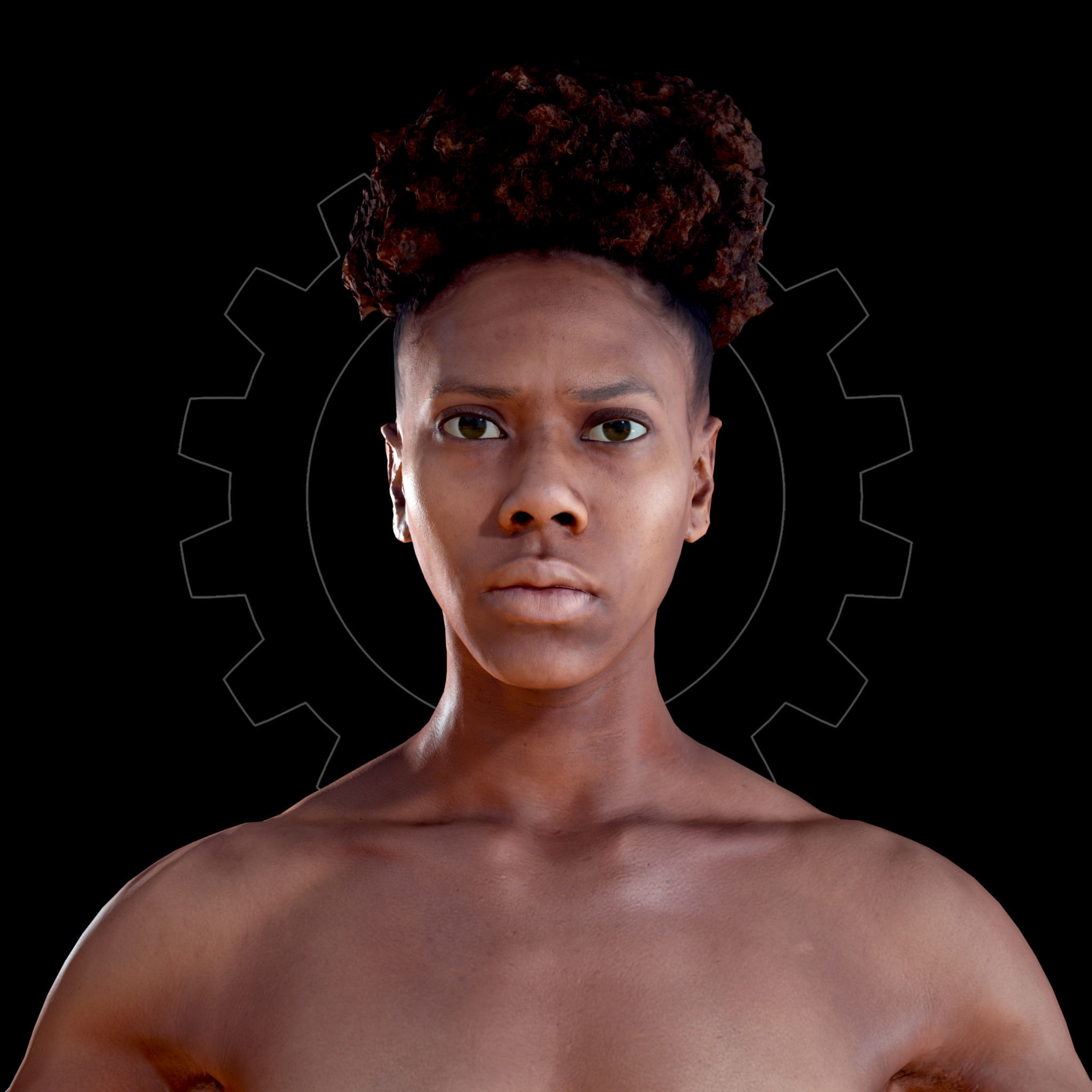 Female Scan - Tiana A-pose Rigged and Expressions Low-poly 3D model_11