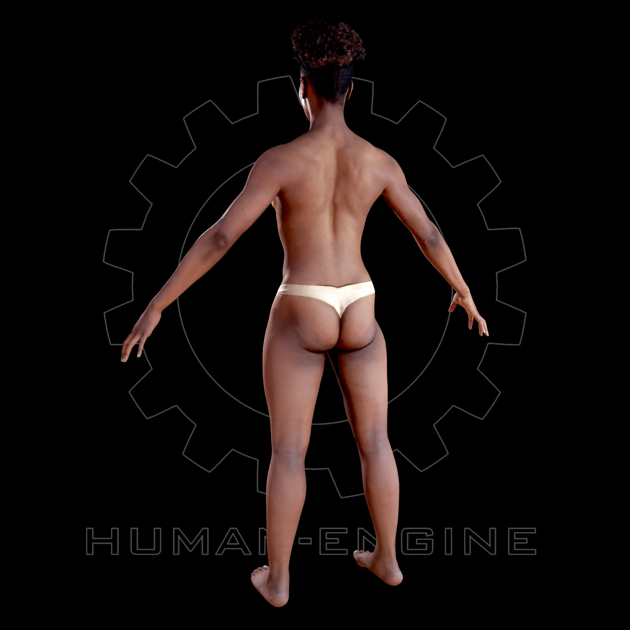 Female Scan - Tiana A-pose Rigged and Expressions Low-poly 3D model_7