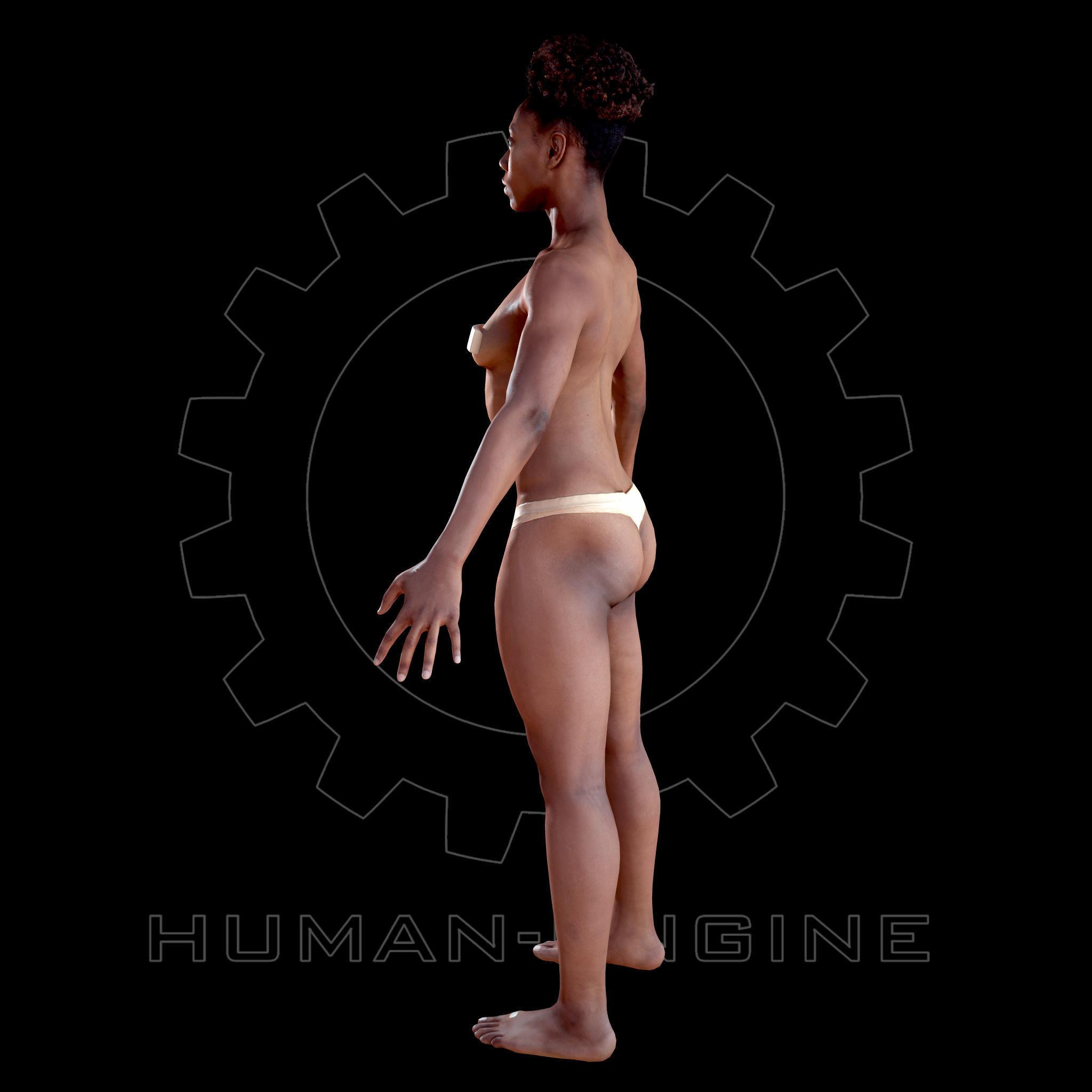 Female Scan - Tiana A-pose Rigged and Expressions Low-poly 3D model_5