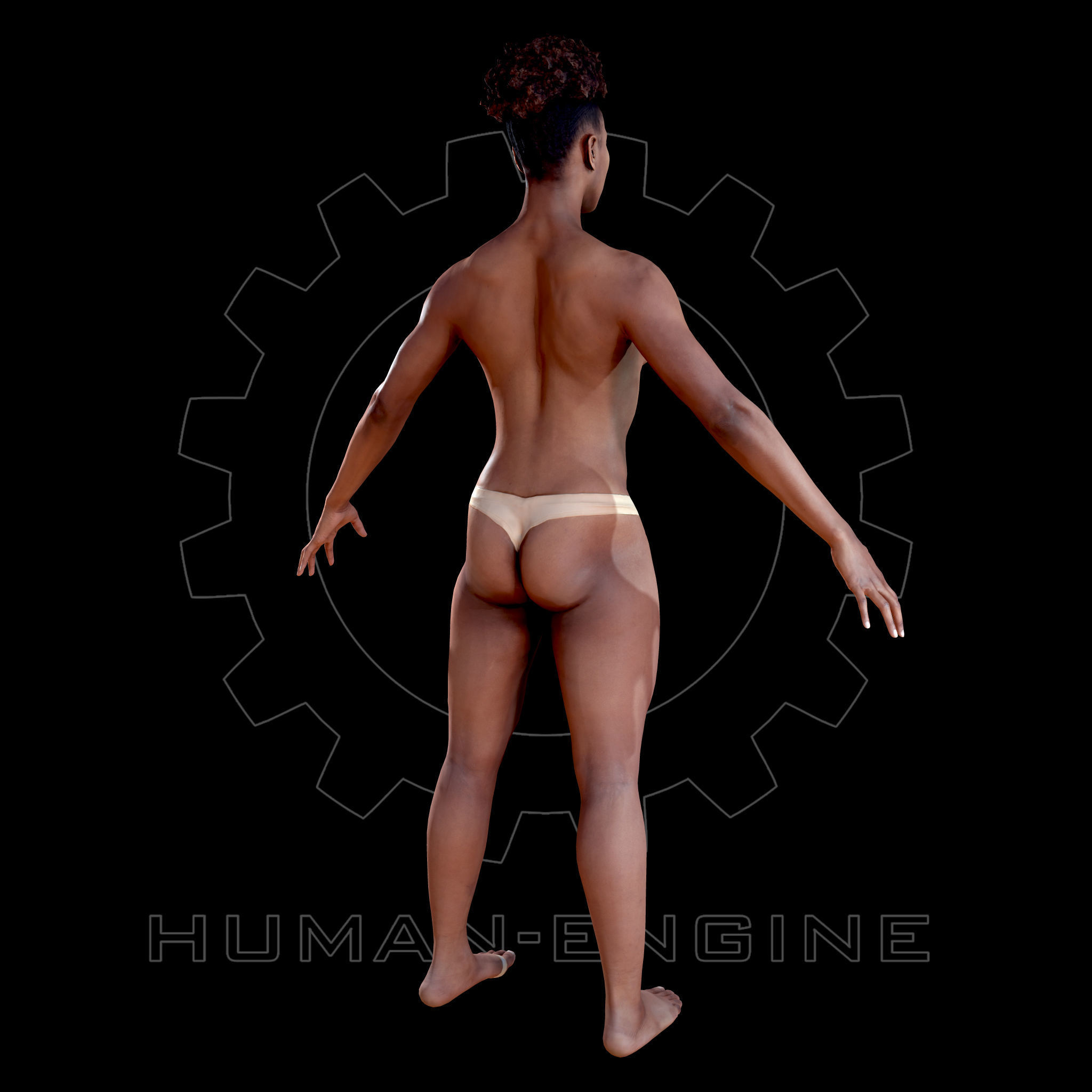 Female Scan - Tiana A-pose Rigged and Expressions Low-poly 3D model_6