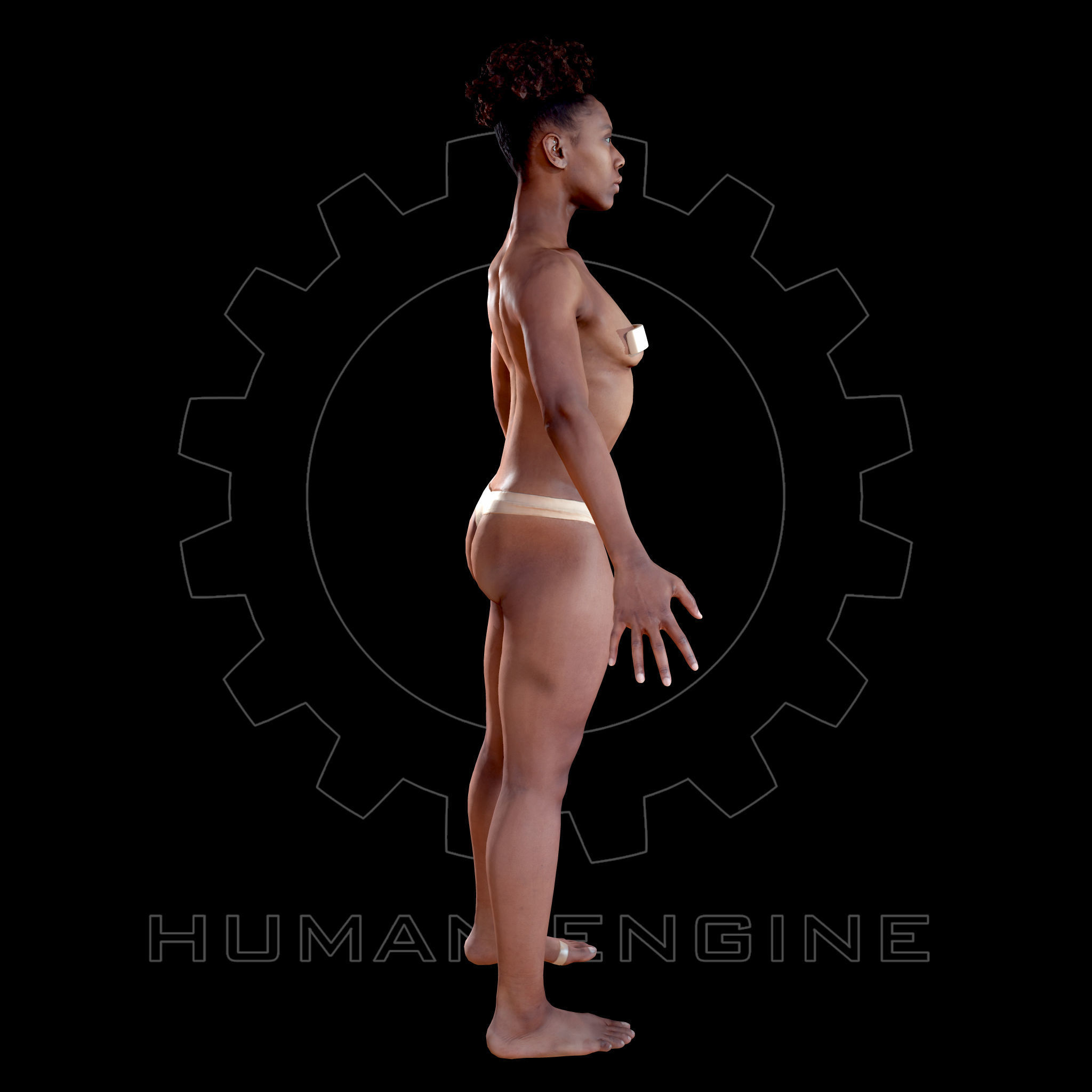 Female Scan - Tiana A-pose Rigged and Expressions Low-poly 3D model_4