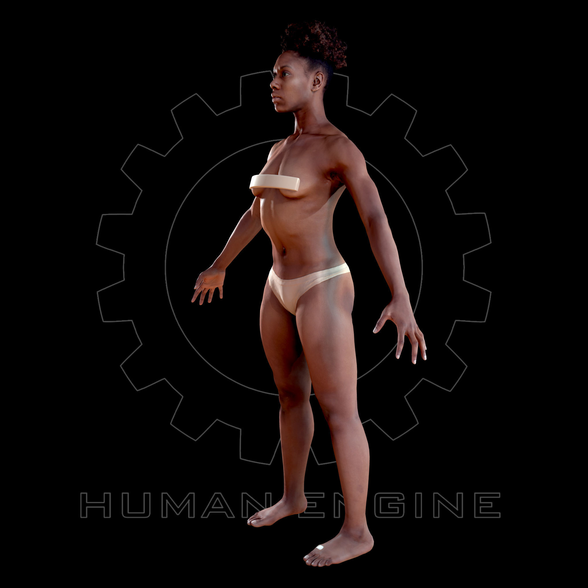 Female Scan - Tiana A-pose Rigged and Expressions Low-poly 3D model_8