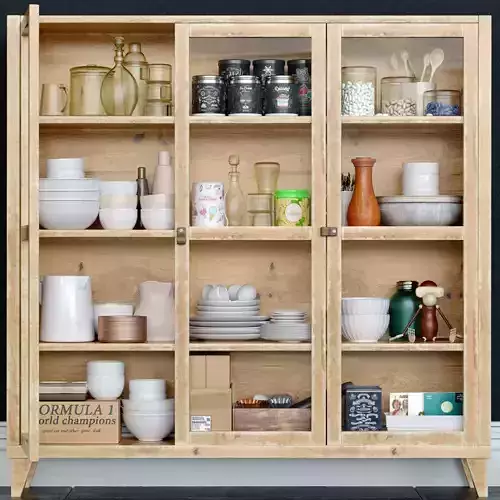 Set-168 wooden cabinet with dishes