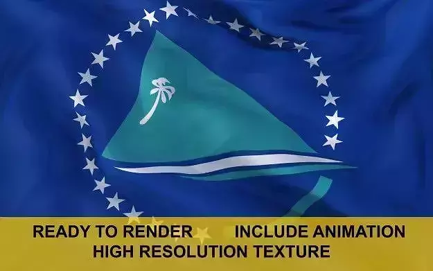 Pacific Community 3d Flag 3D model