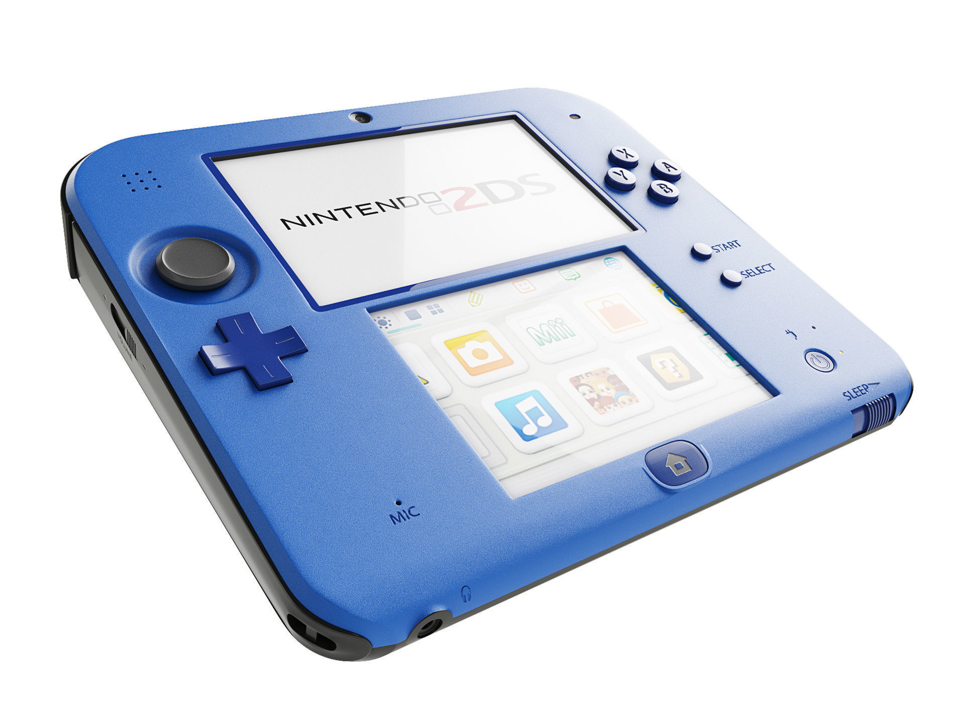 Nintendo 2DS - Blue -White - Red 3D model Low-poly 3D model_1