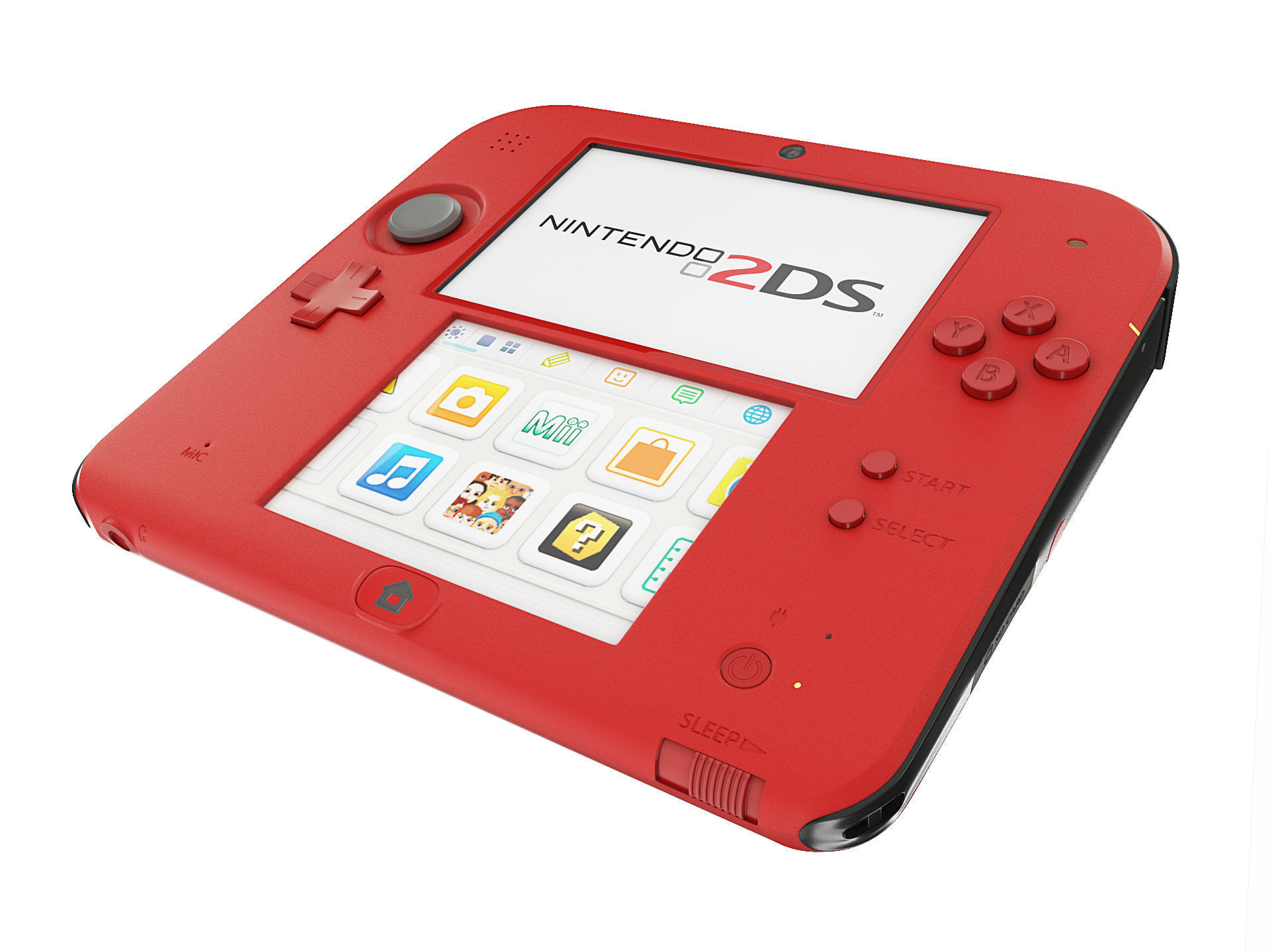 Nintendo 2DS - Blue -White - Red 3D model Low-poly 3D model_2