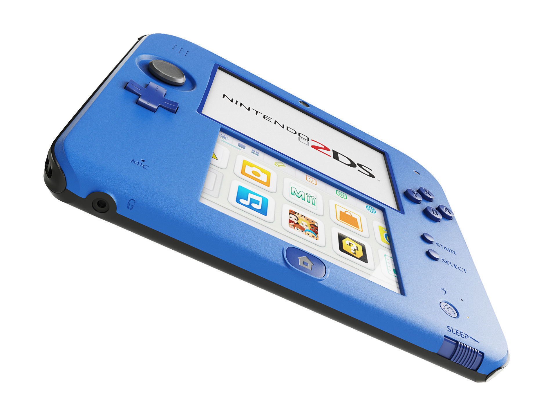 Nintendo 2DS - Blue -White - Red 3D model Low-poly 3D model_12
