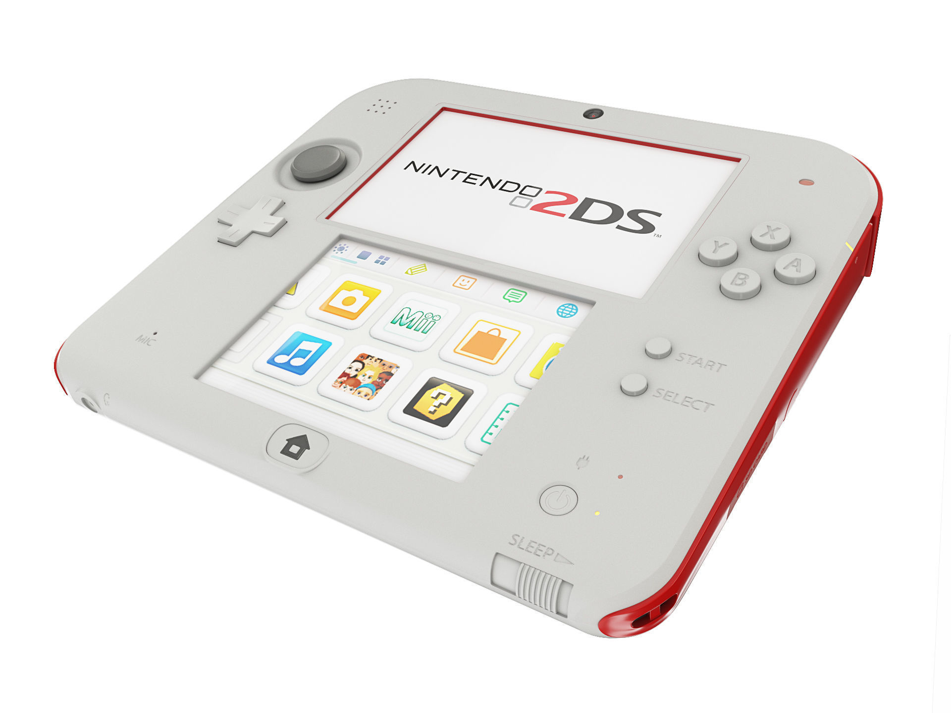 Nintendo 2DS - Blue -White - Red 3D model Low-poly 3D model_7