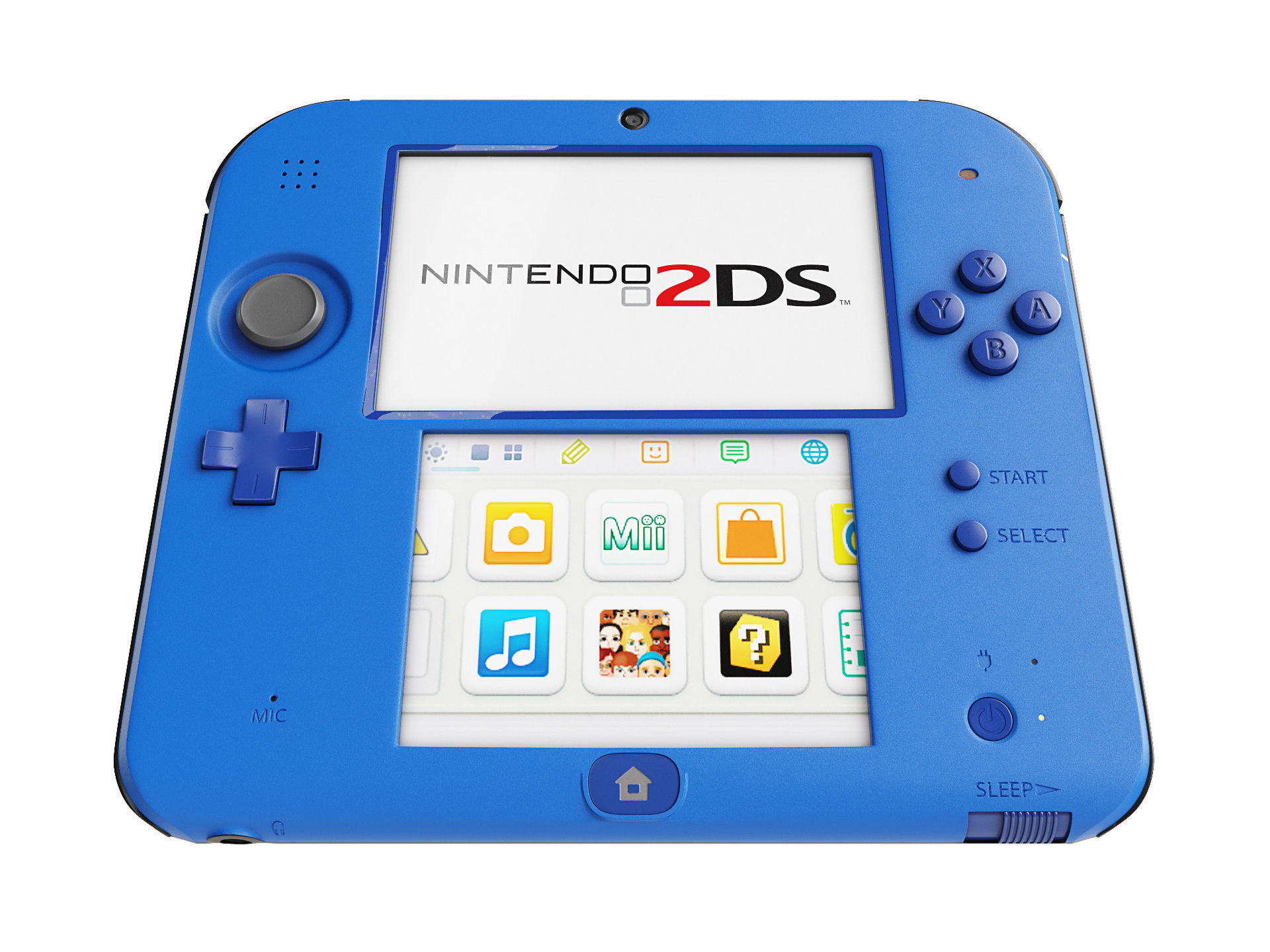 Nintendo 2DS - Blue -White - Red 3D model Low-poly 3D model_4