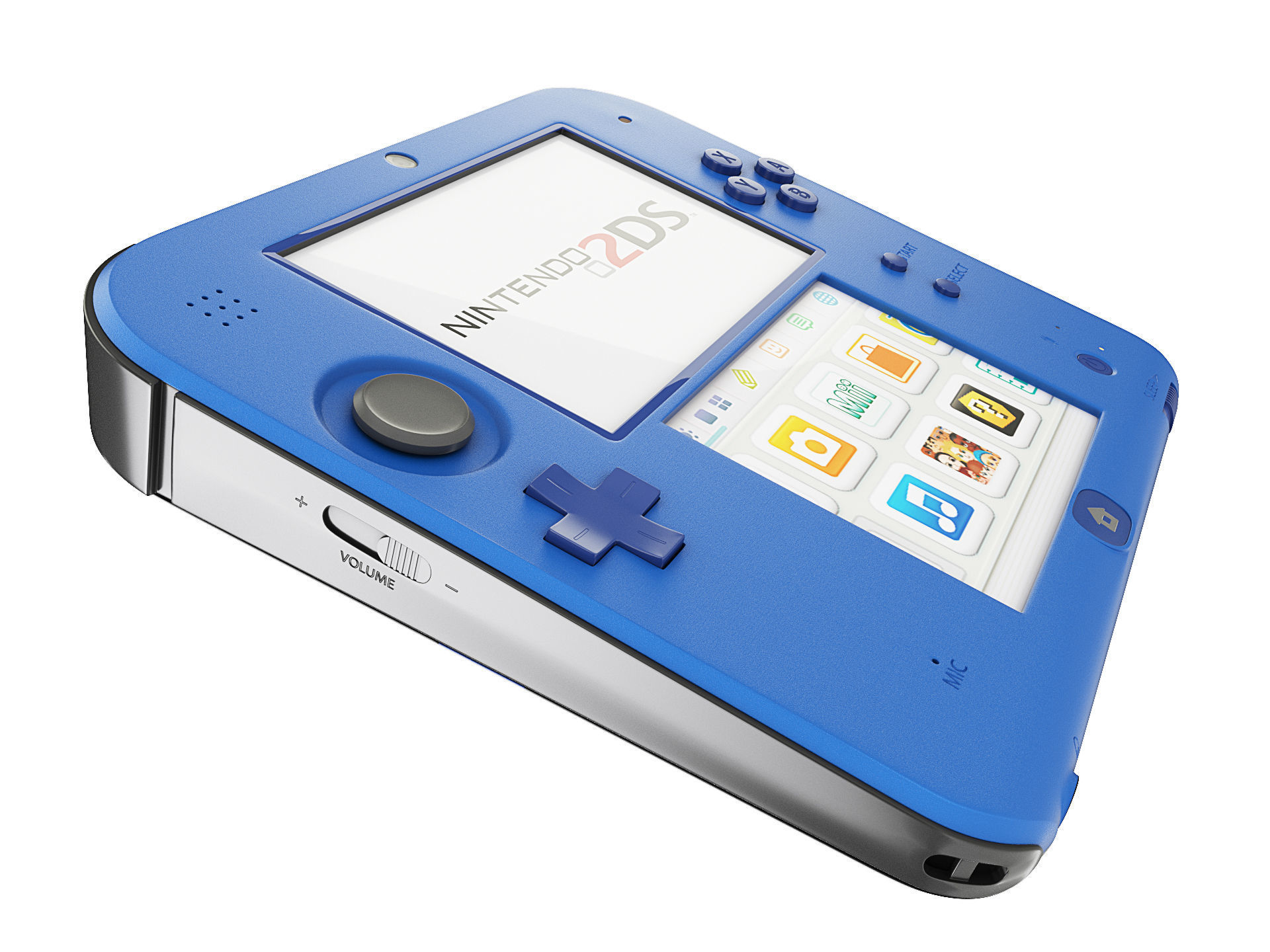 Nintendo 2DS - Blue -White - Red 3D model Low-poly 3D model_11