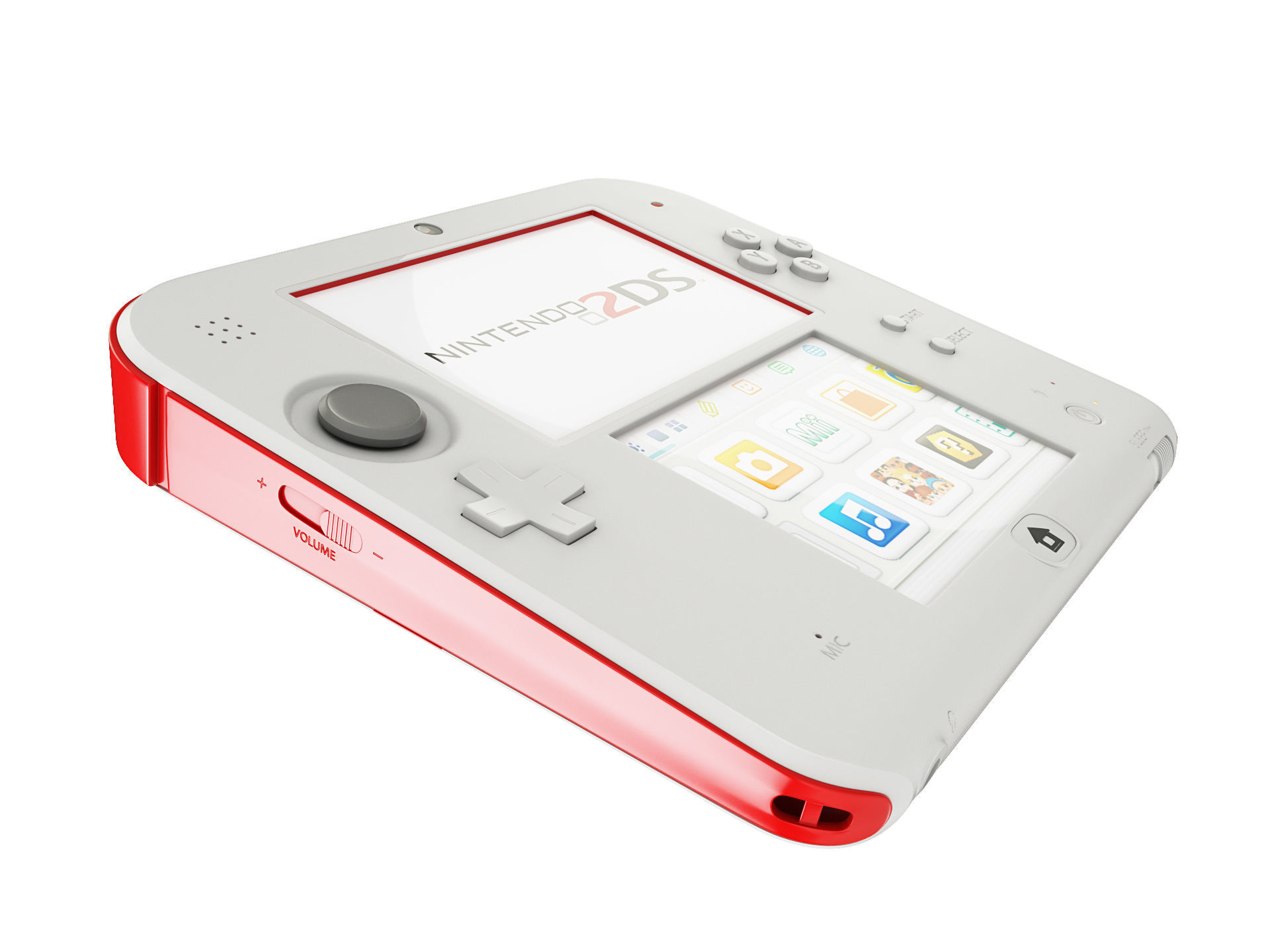 Nintendo 2DS - Blue -White - Red 3D model Low-poly 3D model_8