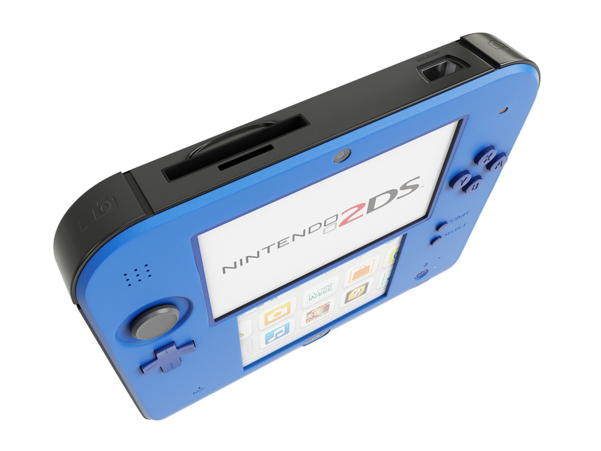 Nintendo 2DS - Blue -White - Red 3D model Low-poly 3D model_14