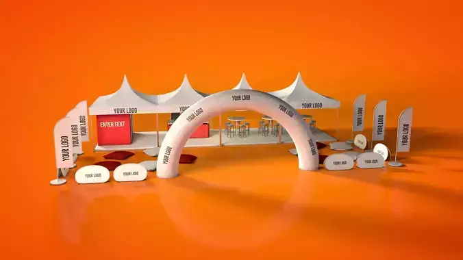 Fast Render Outdoor Event Tent Stand Low-poly 3D model