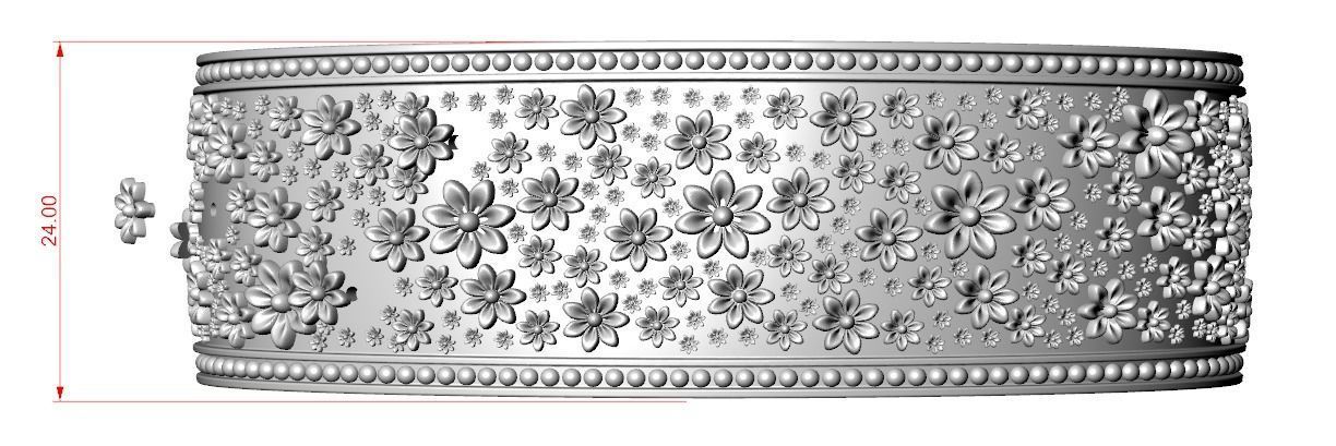 Hard bracelet with flowers 349 3D print model_10